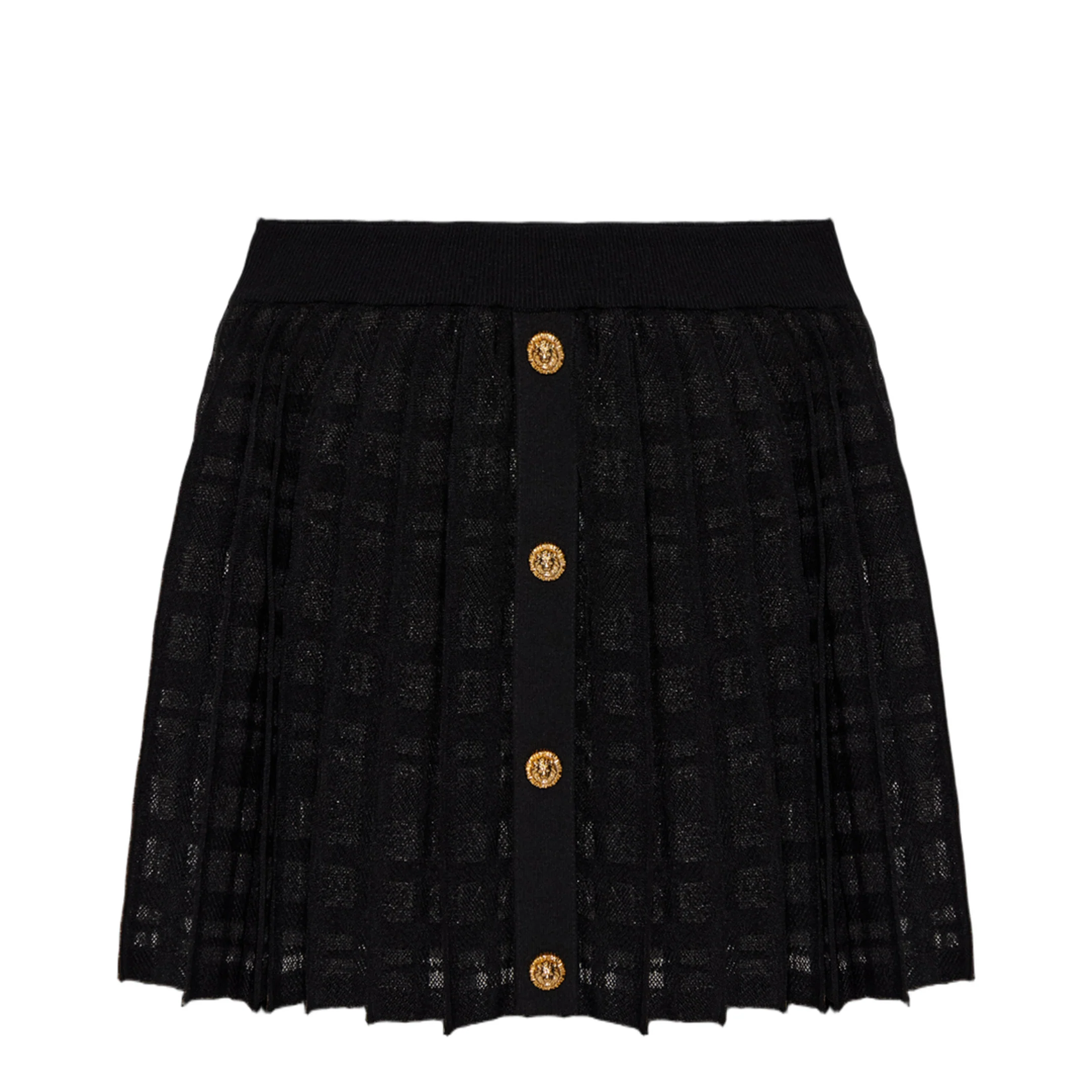 Scottish Plaid Knit Pleated Skirt Black