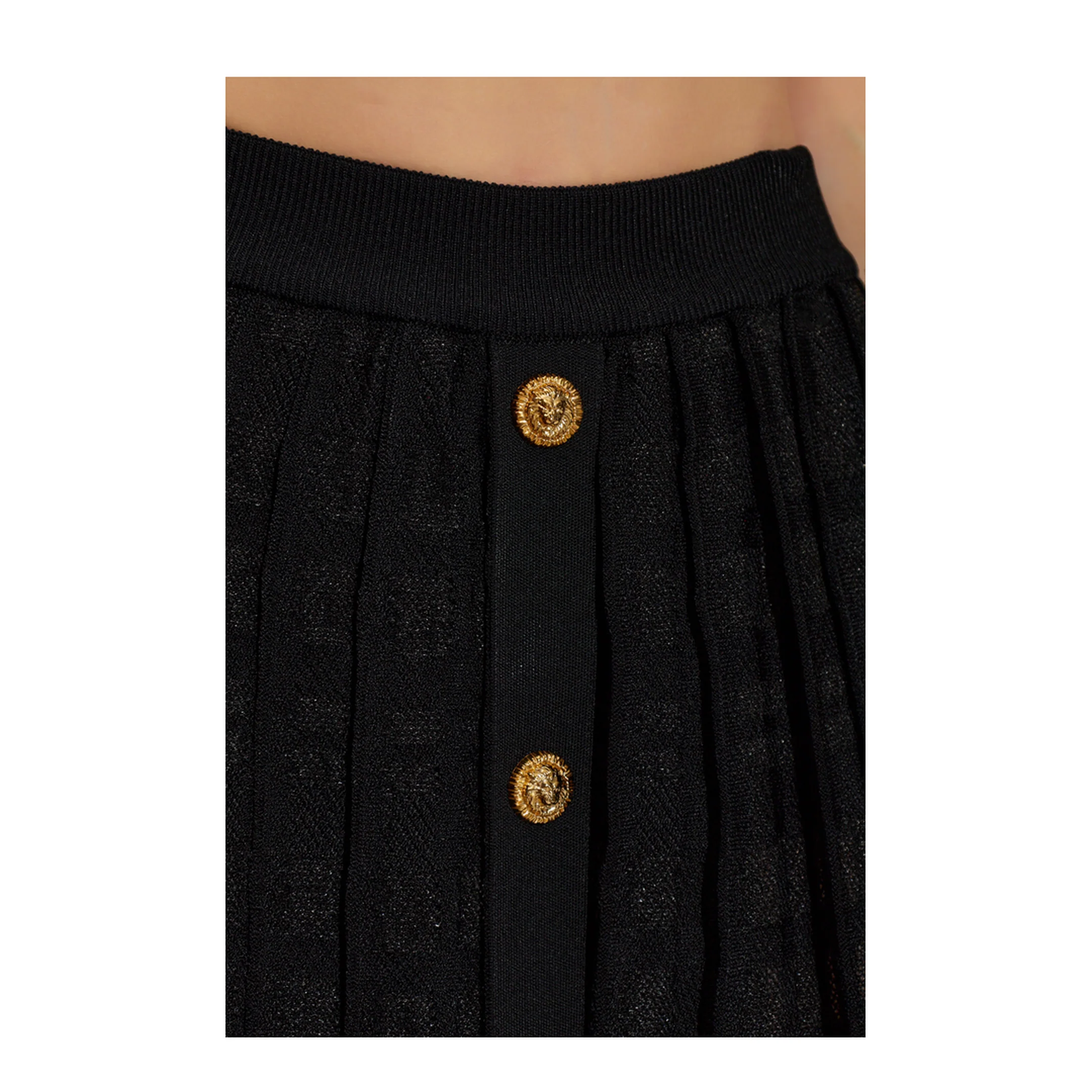 Scottish Plaid Knit Pleated Skirt Black - Image 5