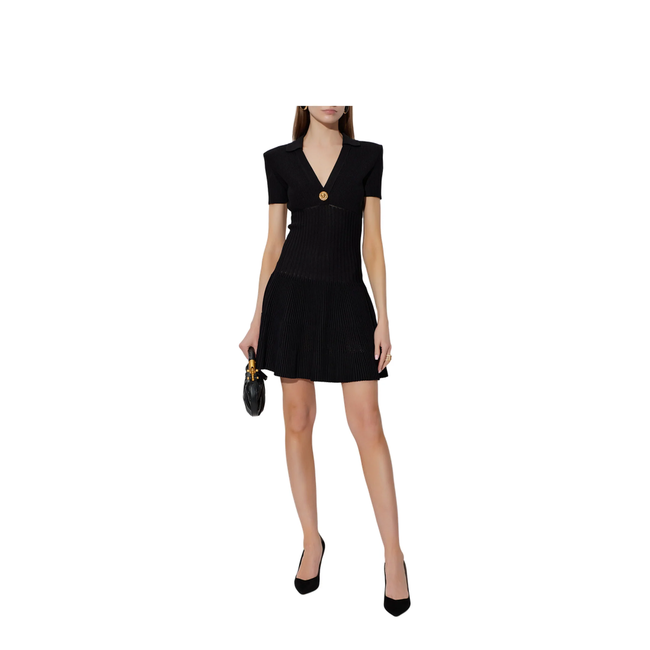 Short Flared Knit Dress Black - Image 2