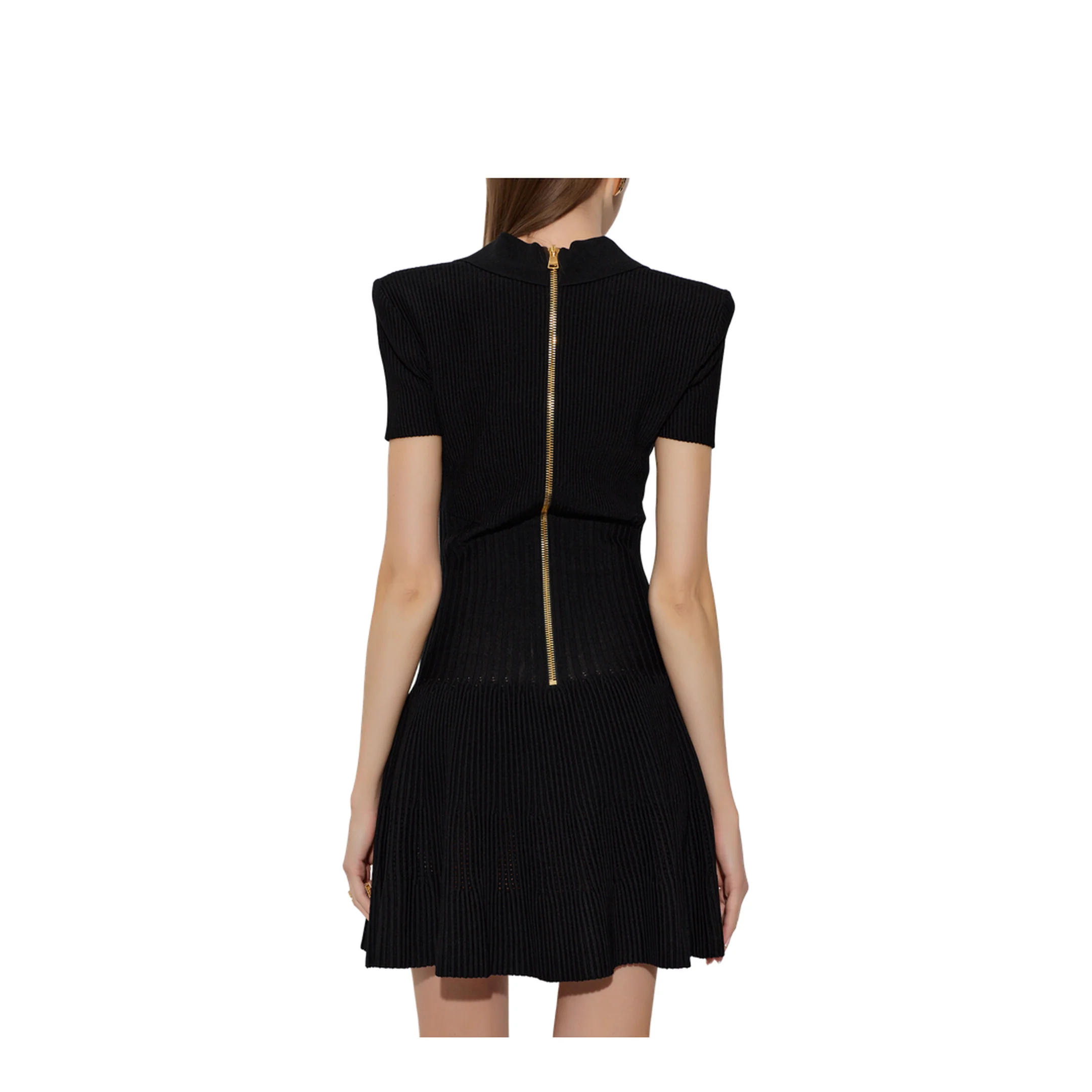 Short Flared Knit Dress Black - Image 3