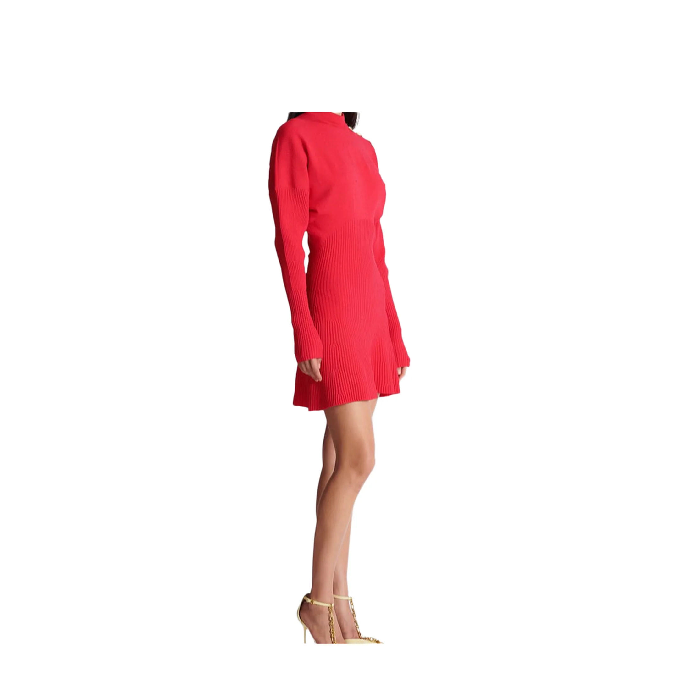 Short Flared Knit Dress Pink - Image 3