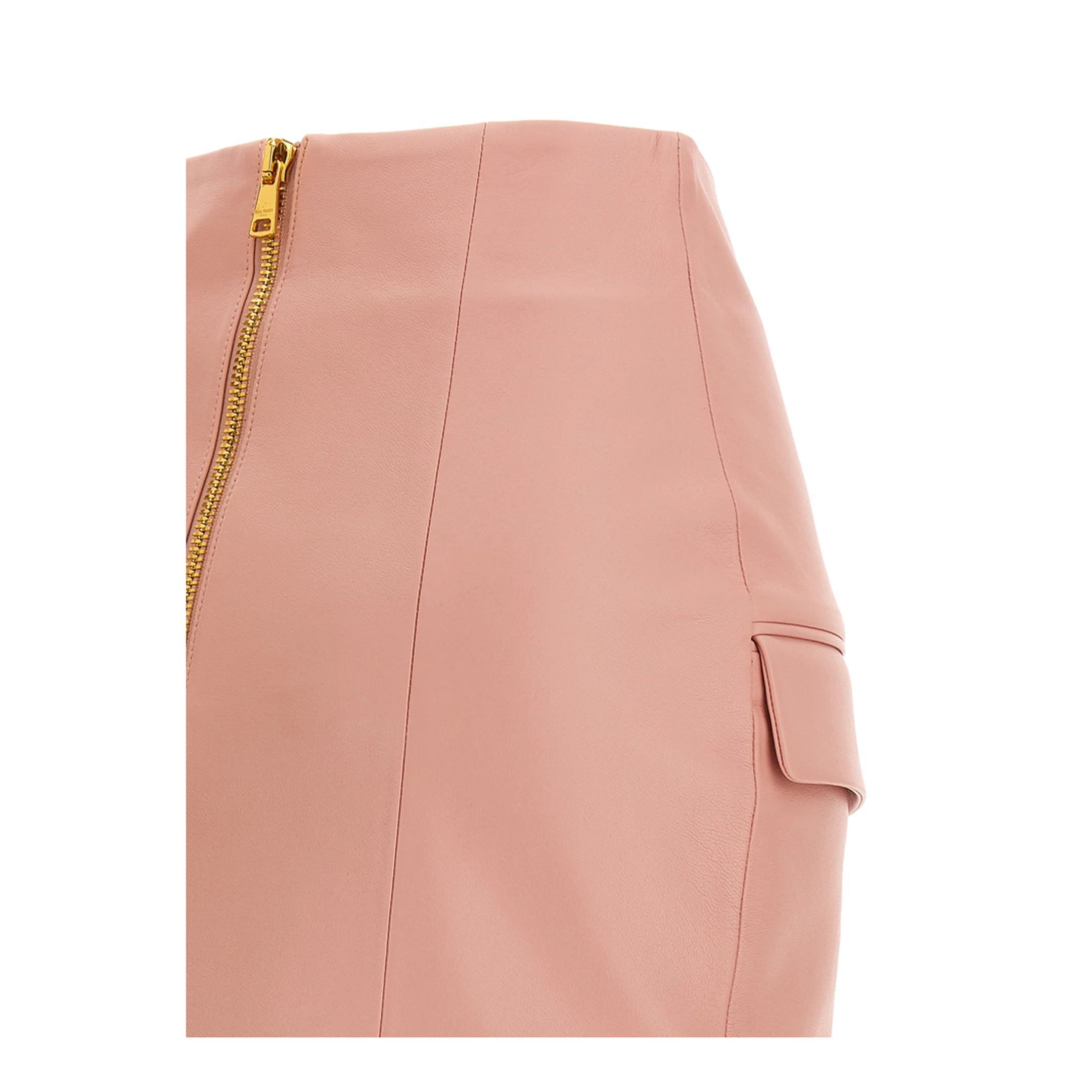 Short Lambskin Skirt with Buttons - Image 5