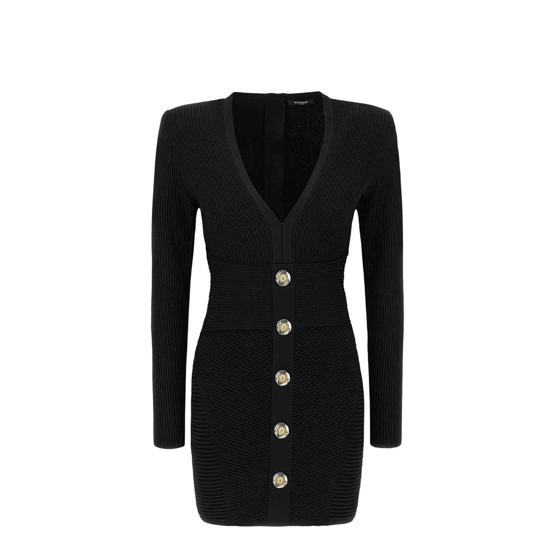 Short Ribbed Knit Bodycon Dress Black - Image 5