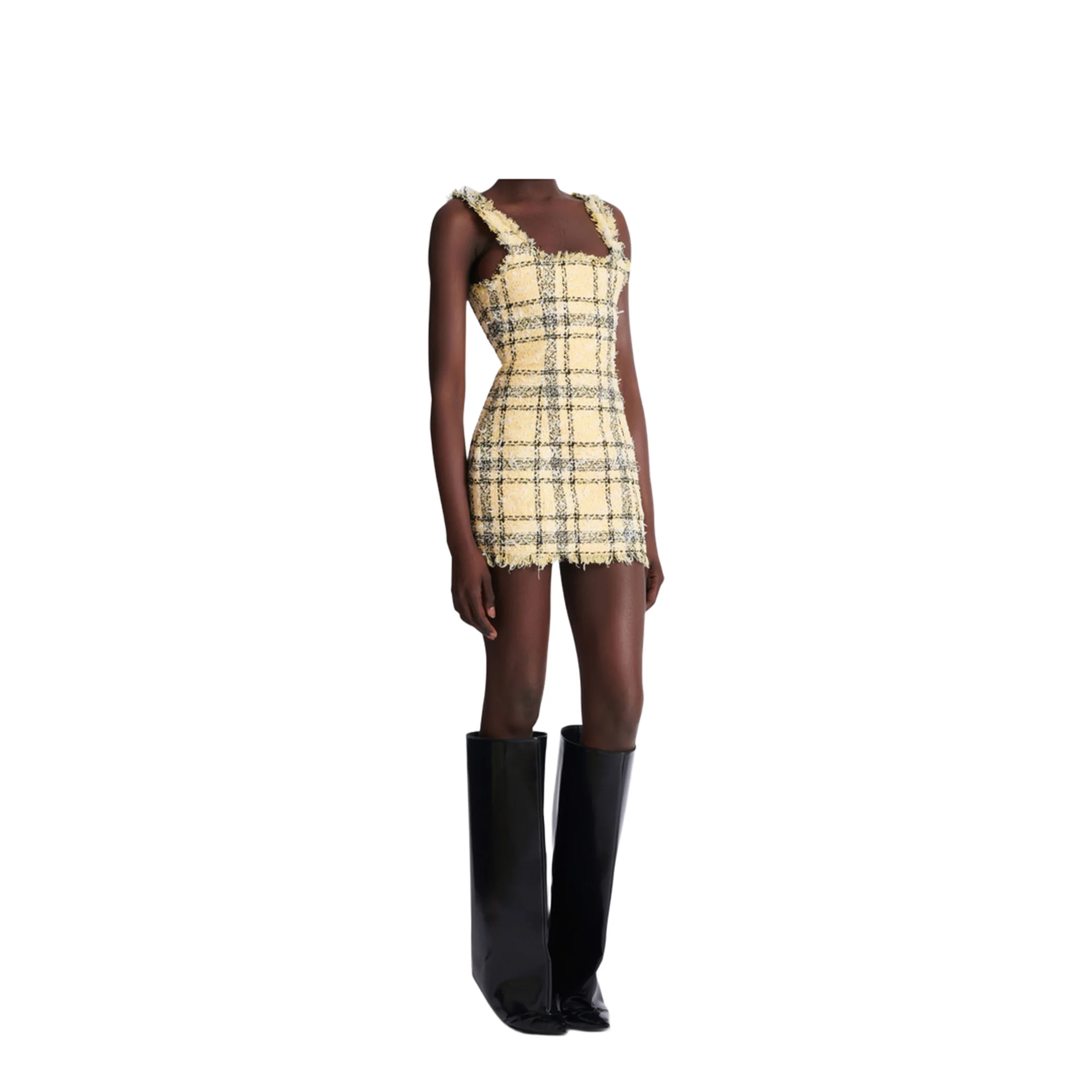 Short Strappy Dress in Glitter Tweed - Image 2