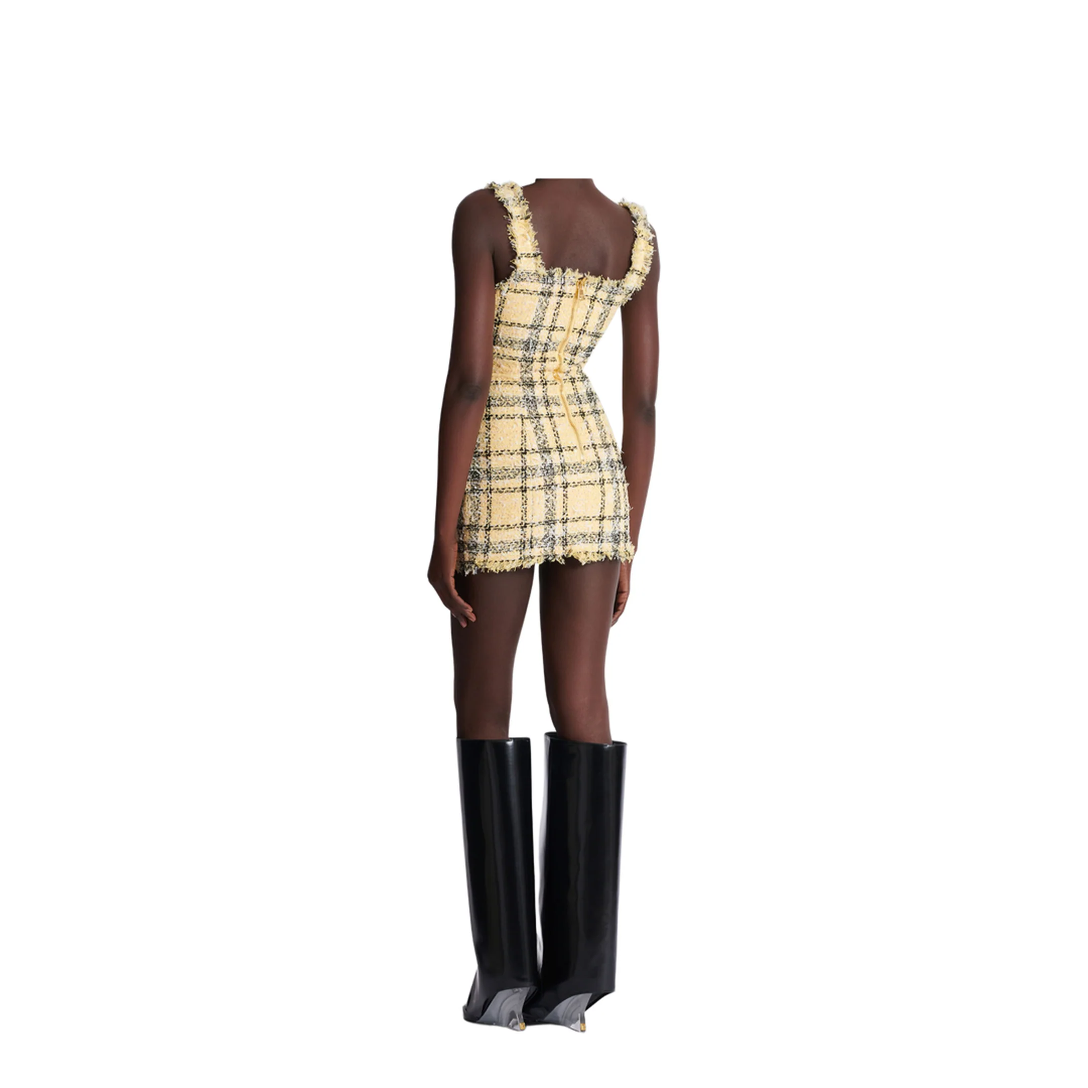 Short Strappy Dress in Glitter Tweed - Image 4