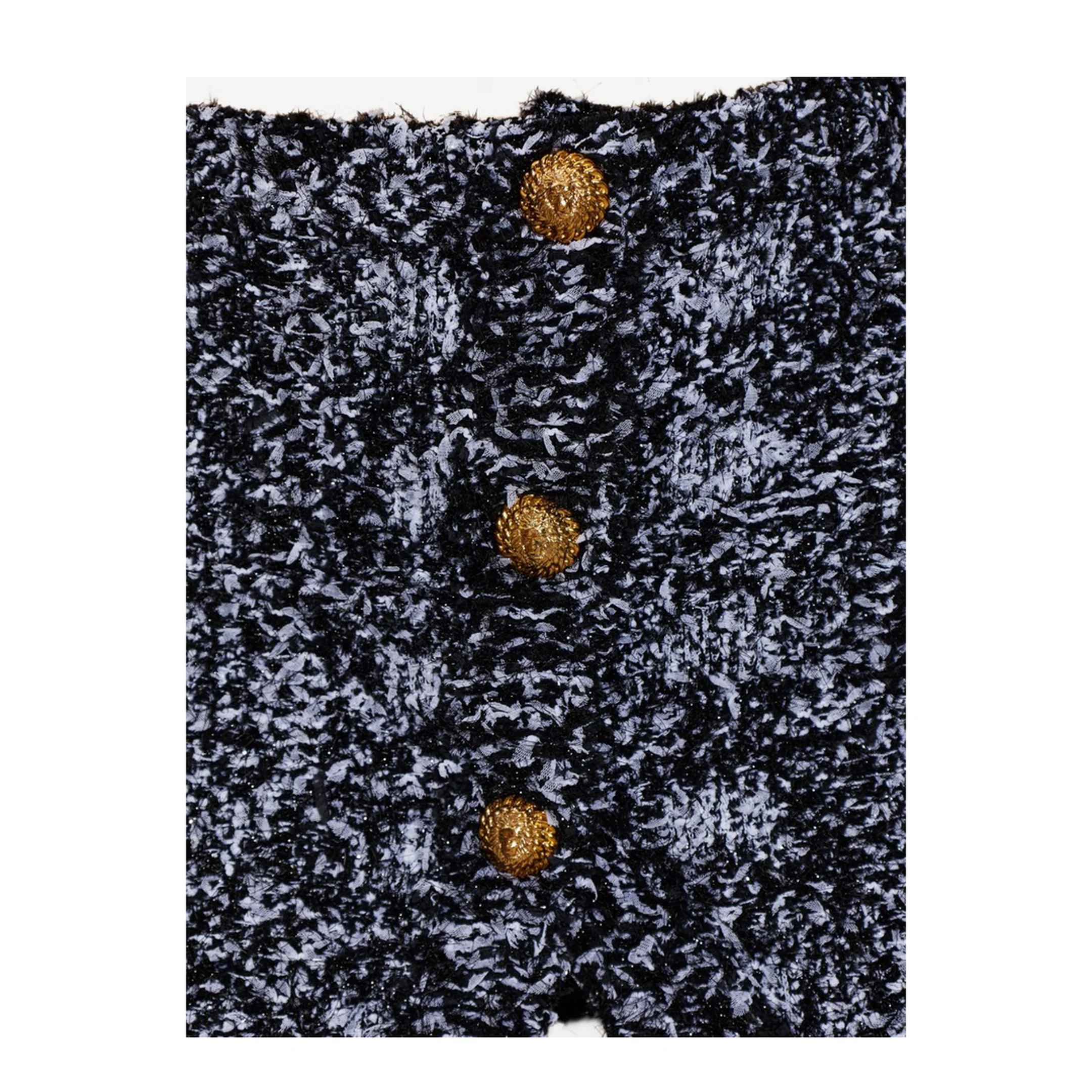 Button Frayed Mini Skirt - Black - Image 2