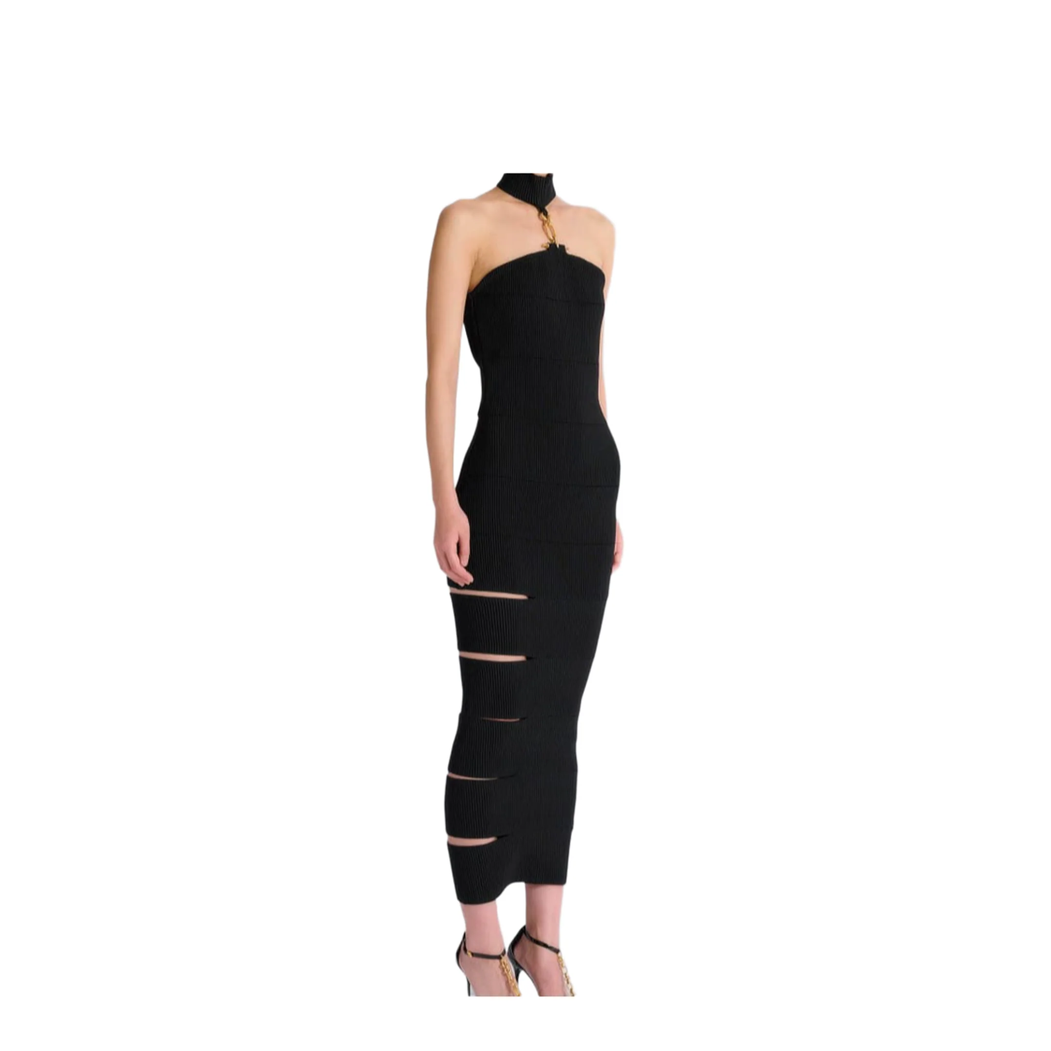 Sleeveless Long Dress with Jewelry Details - Image 4