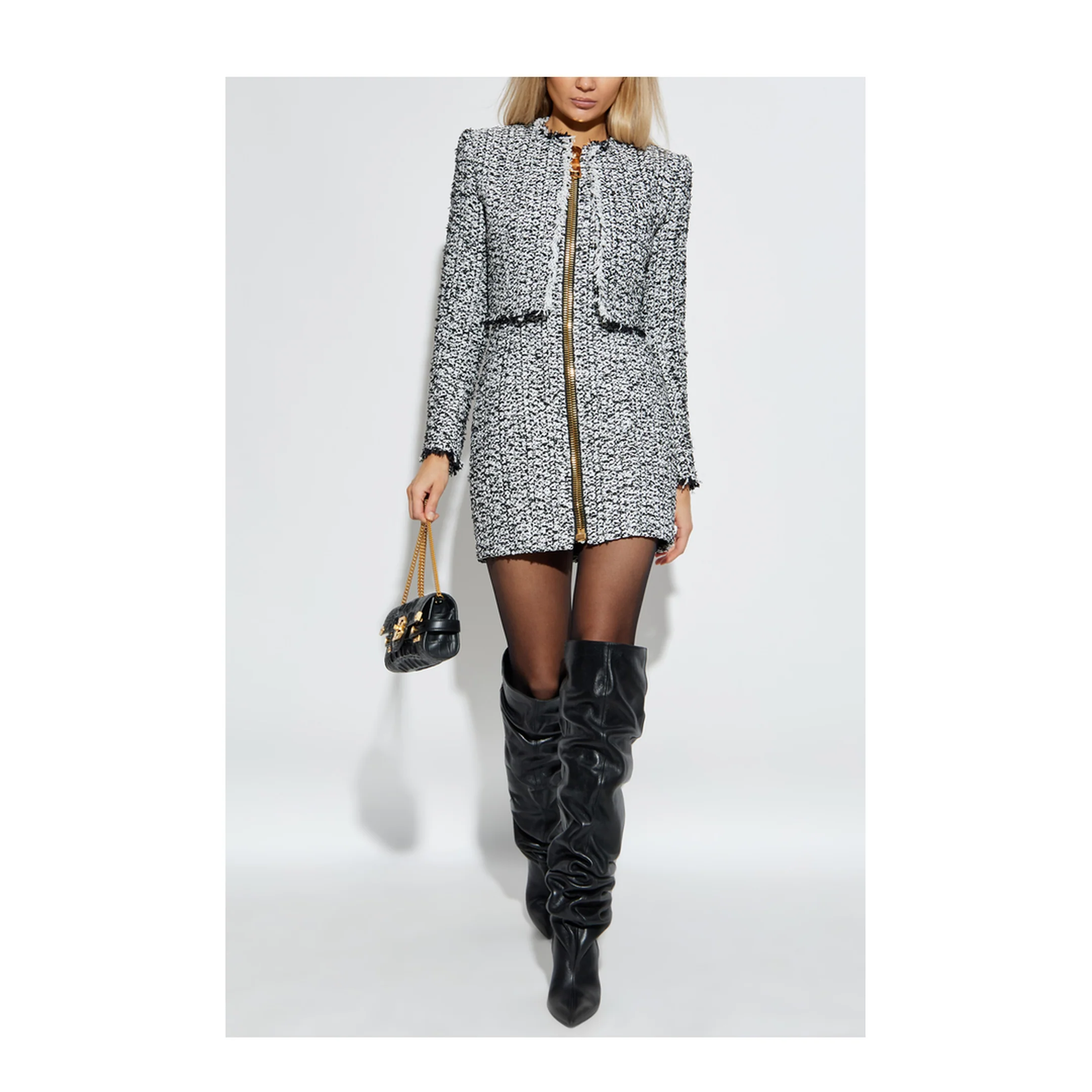 Sleeveless Tweed Dress - Image 2