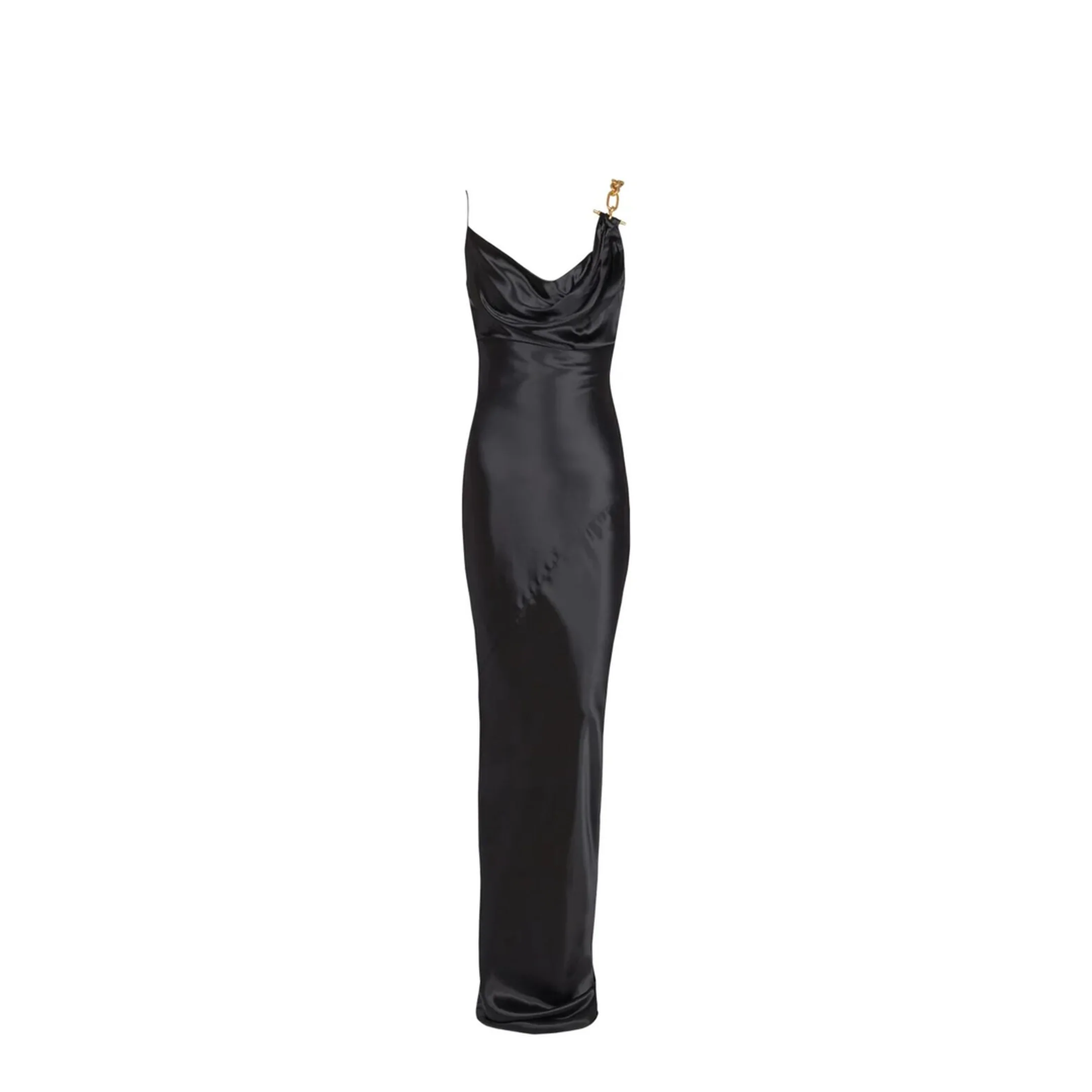 Gold Detail Satin Dress Black - Image 2