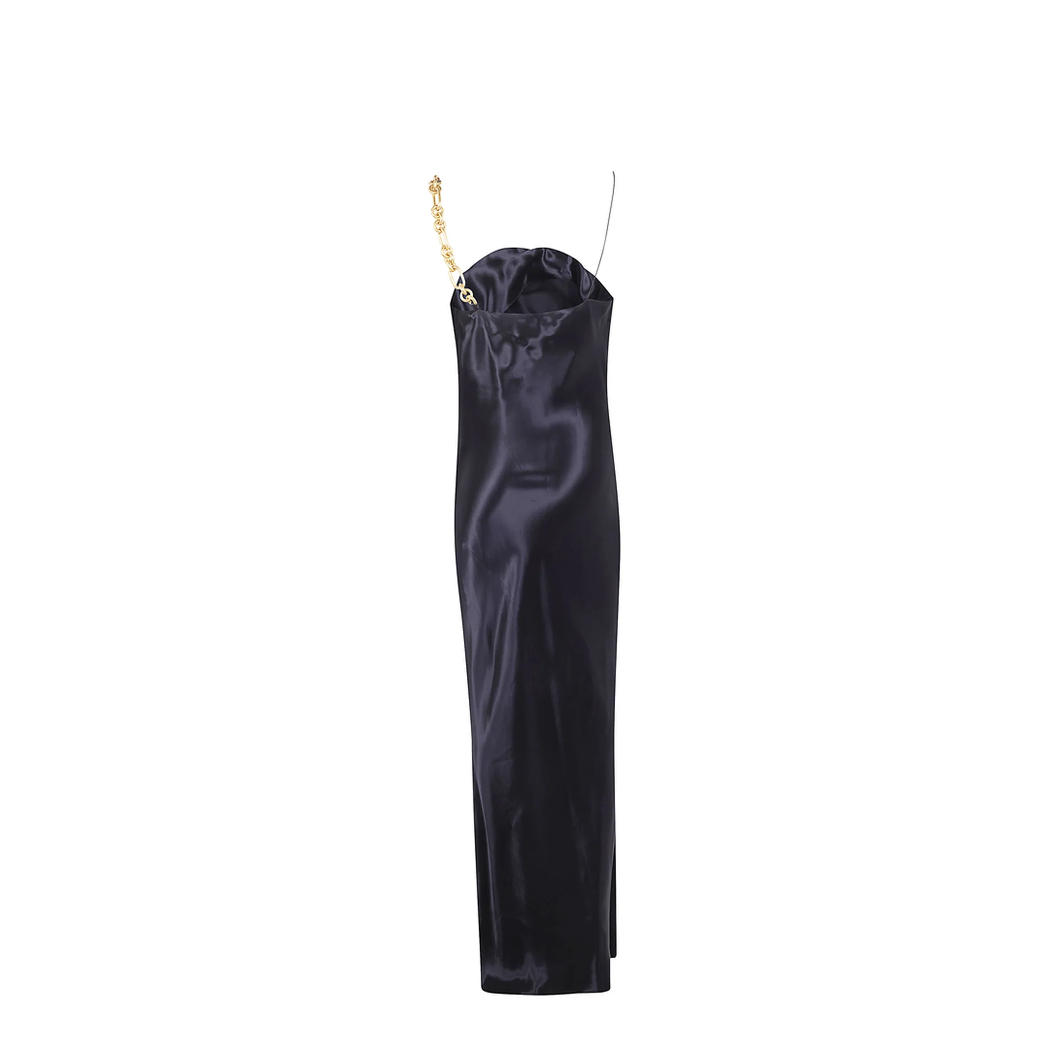 Gold Detail Satin Dress Black - Image 5