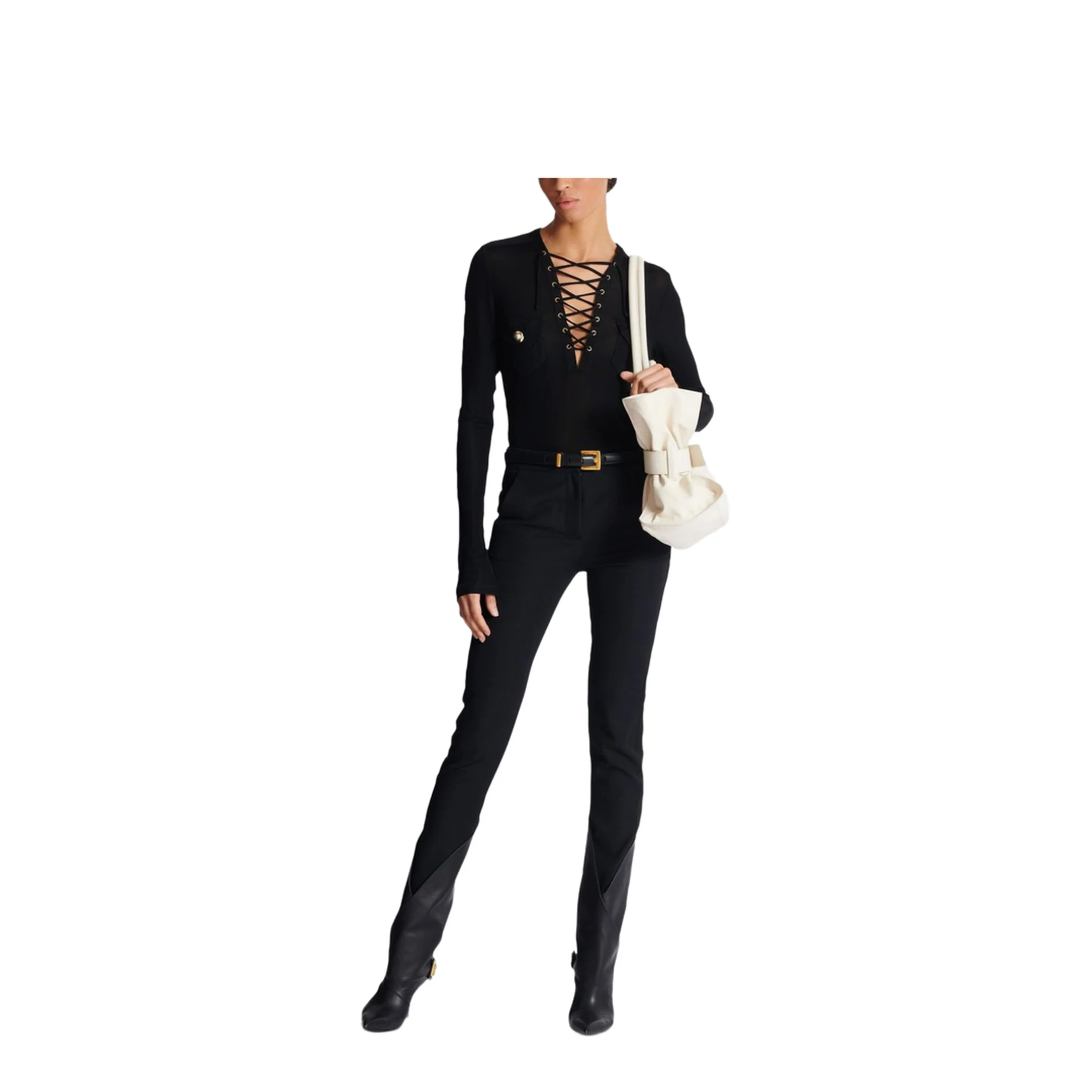 Tied Long Sleeve Short Top - Image 2