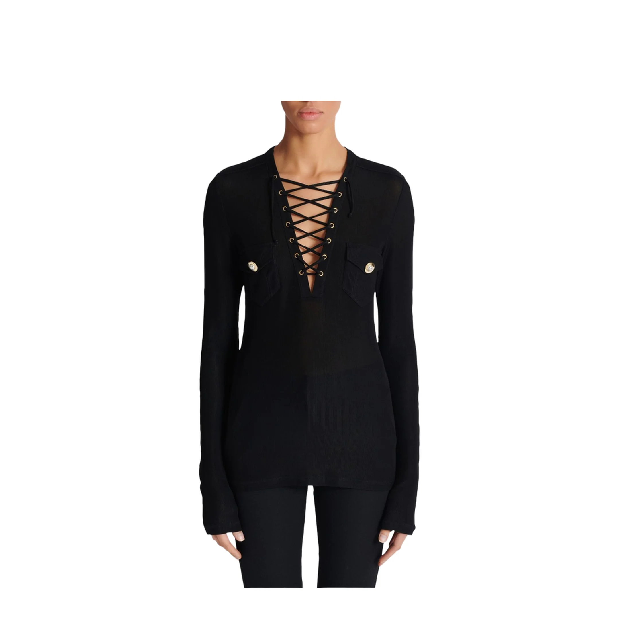 Tied Long Sleeve Short Top - Image 3