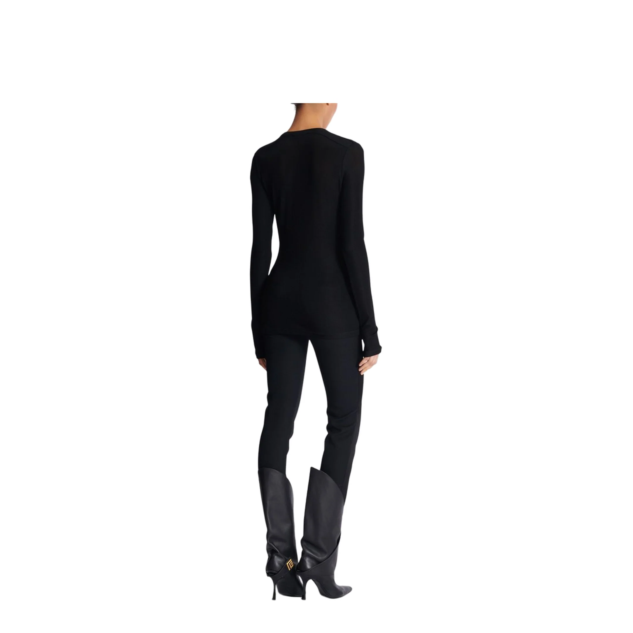 Tied Long Sleeve Short Top - Image 4