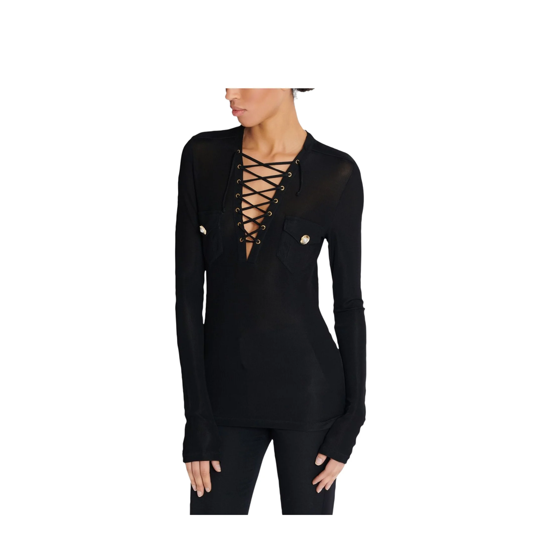Tied Long Sleeve Short Top - Image 5
