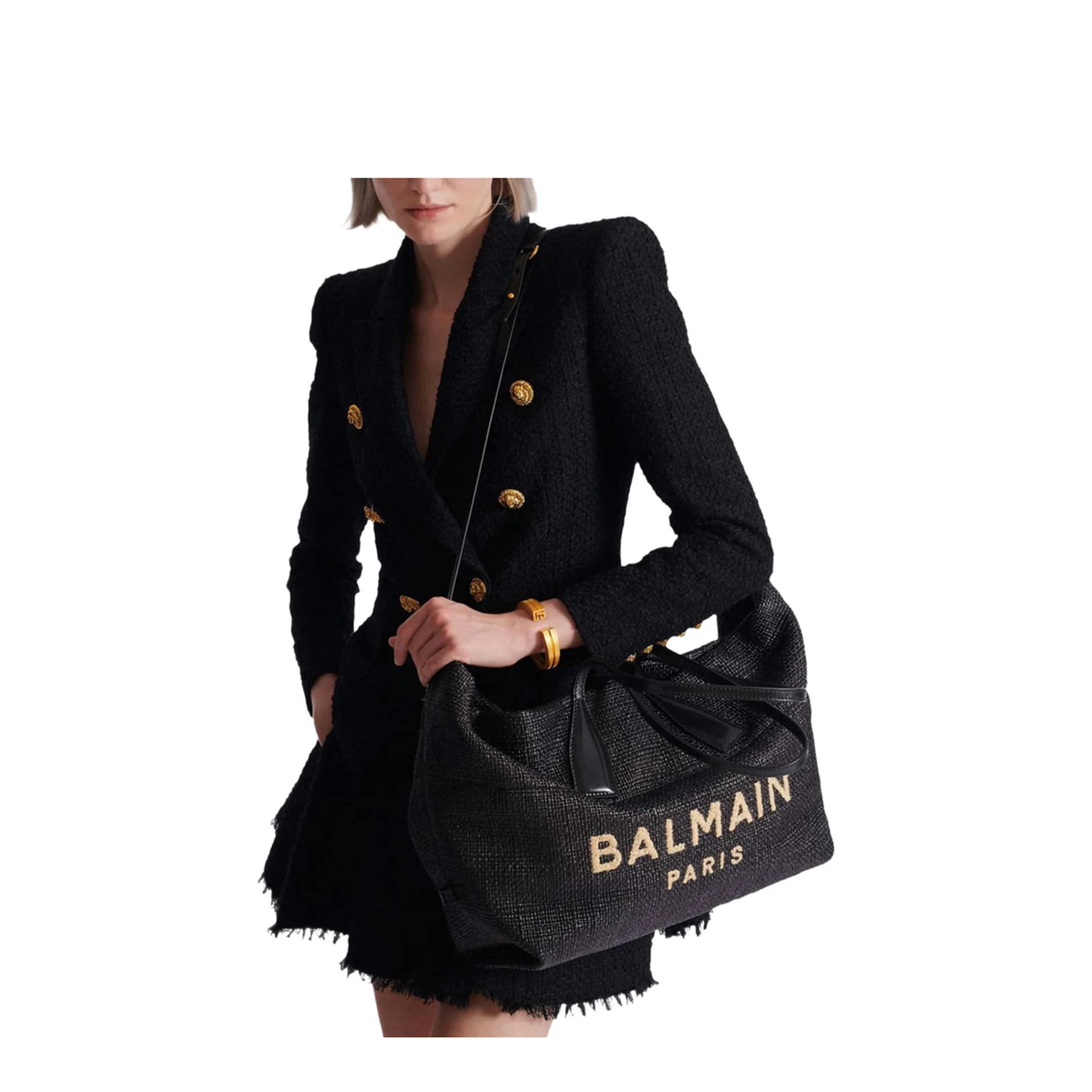 Track Tote Bag Raffia Black - Image 4