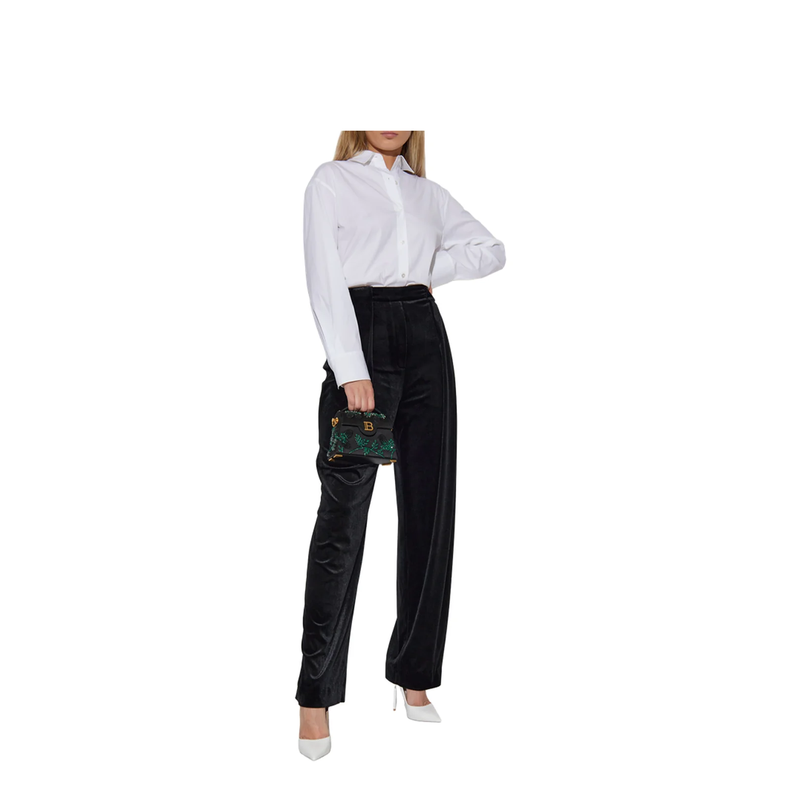 Velvet trousers with front darts - Image 2