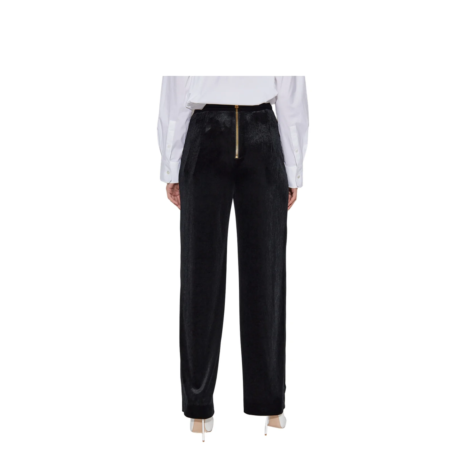Velvet trousers with front darts - Image 3