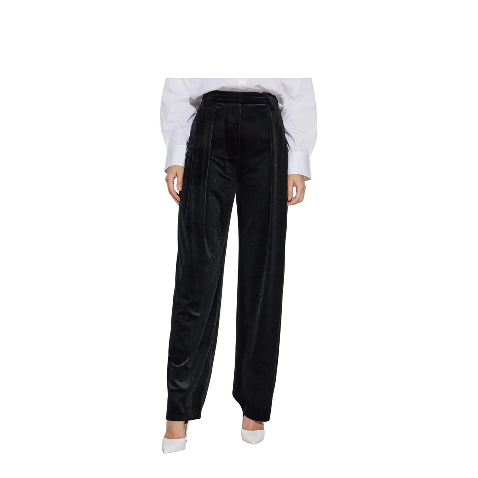 Velvet trousers with front darts - Image 4