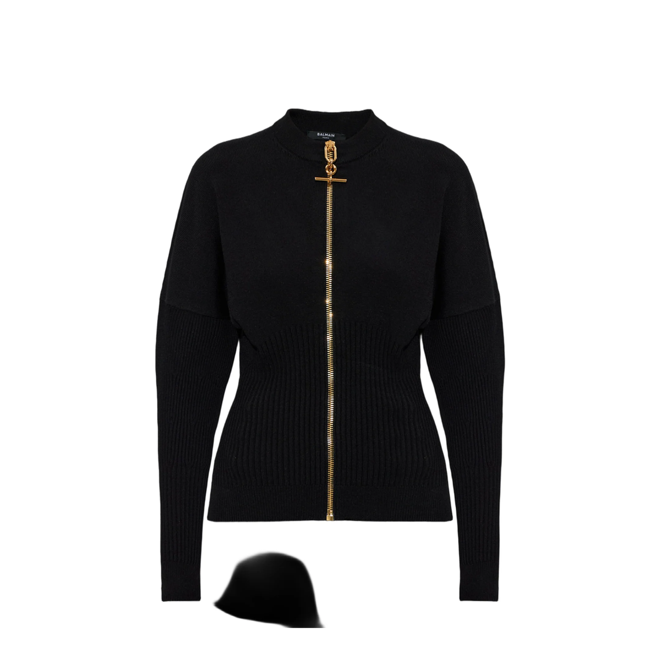 Zipped Knit Cardigan Black - Image 2