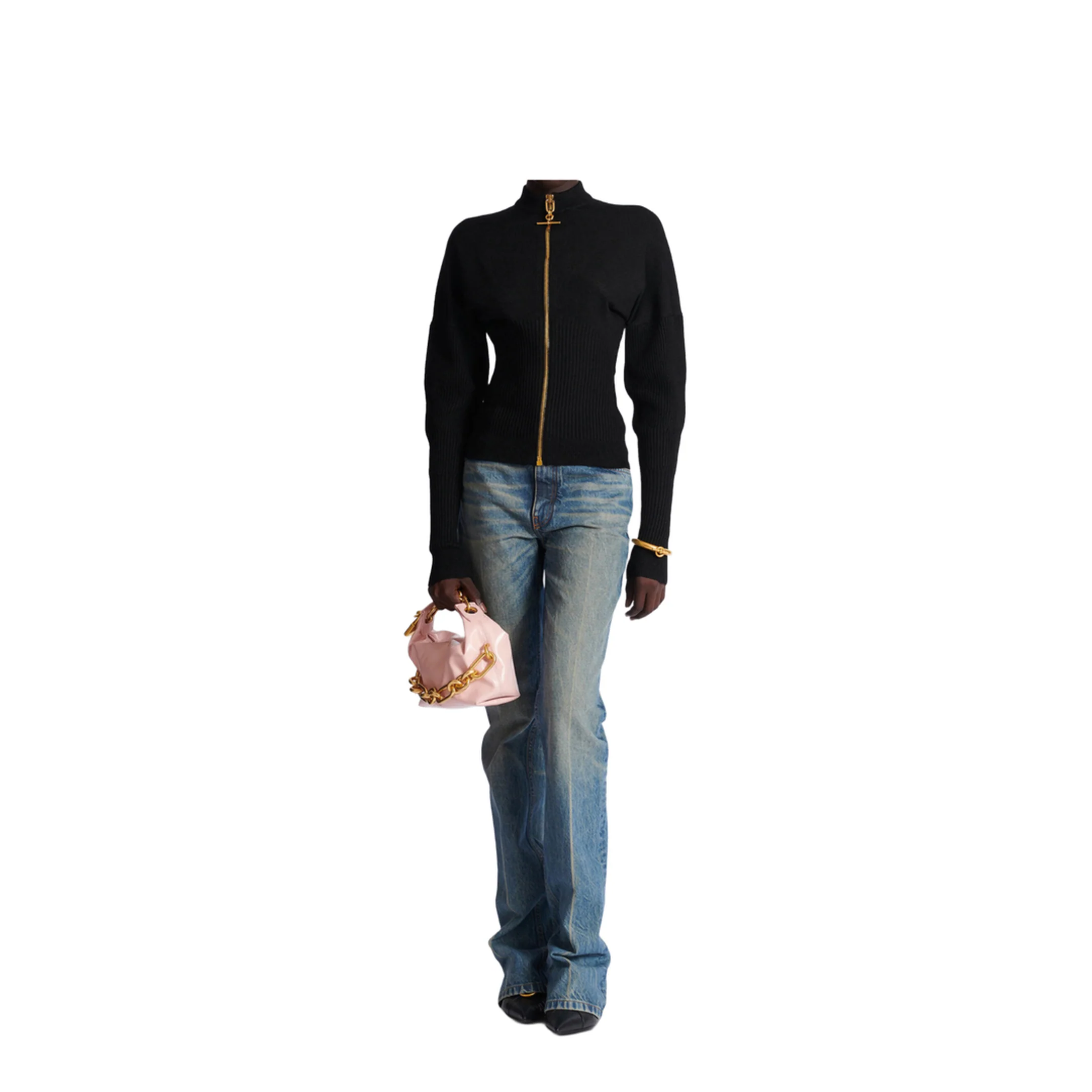 Zipped Knit Cardigan Black - Image 4