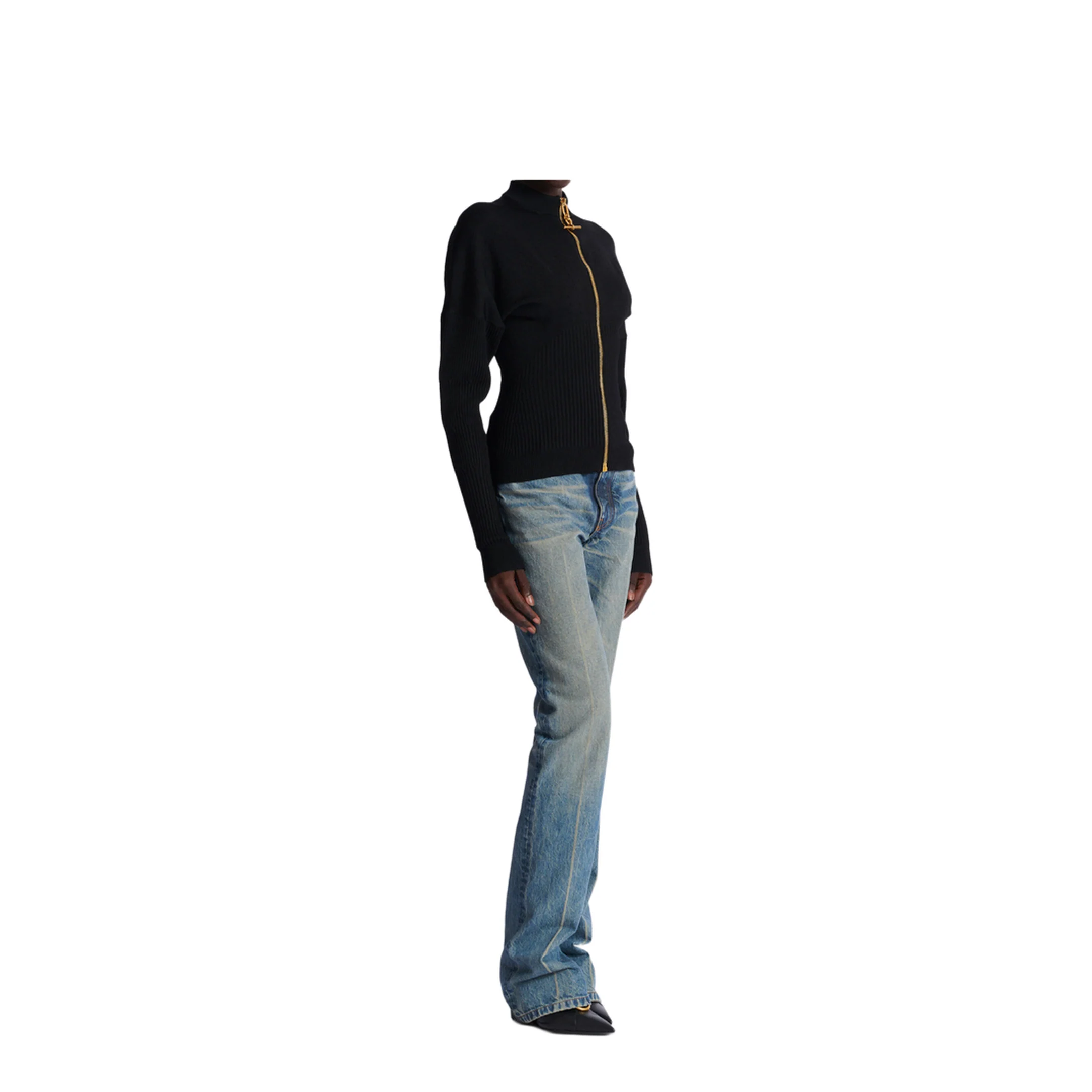 Zipped Knit Cardigan Black - Image 5