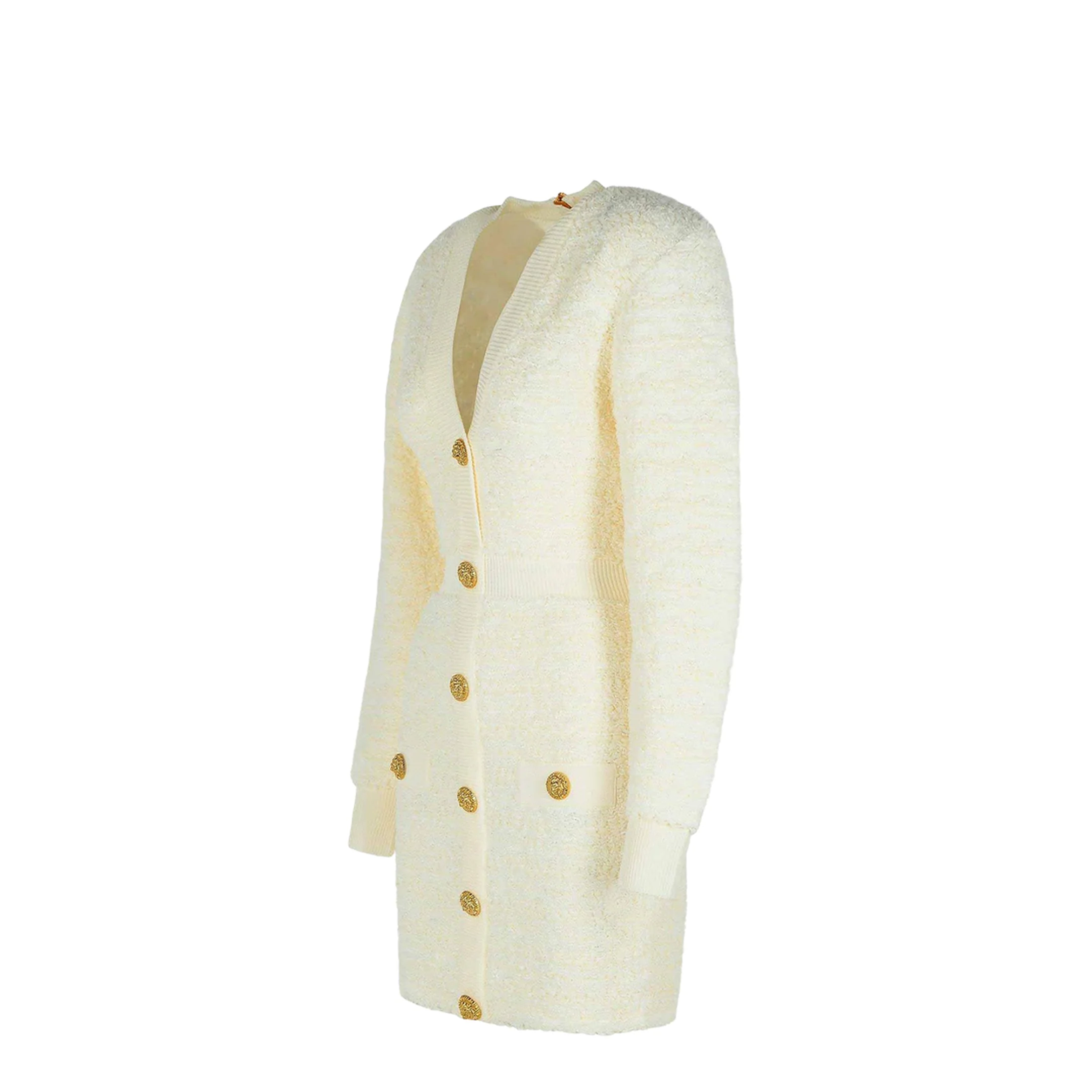 White Wool Blend Dress White - Image 3