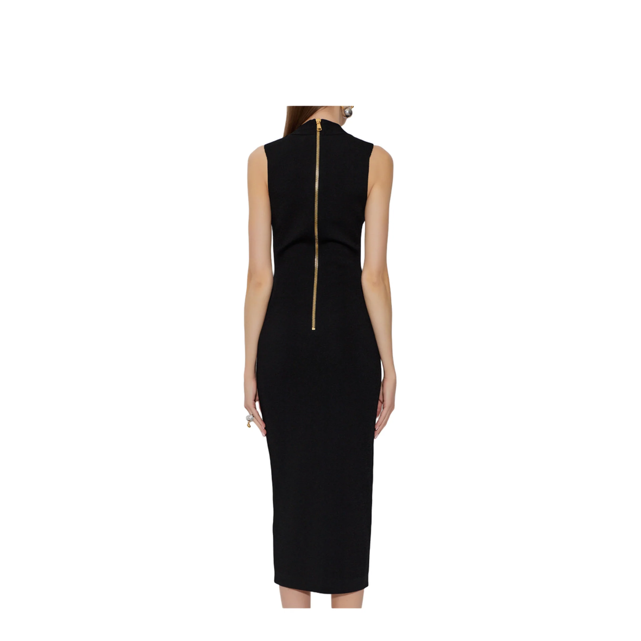 Deep V-Neckline Dress Black - Image 4