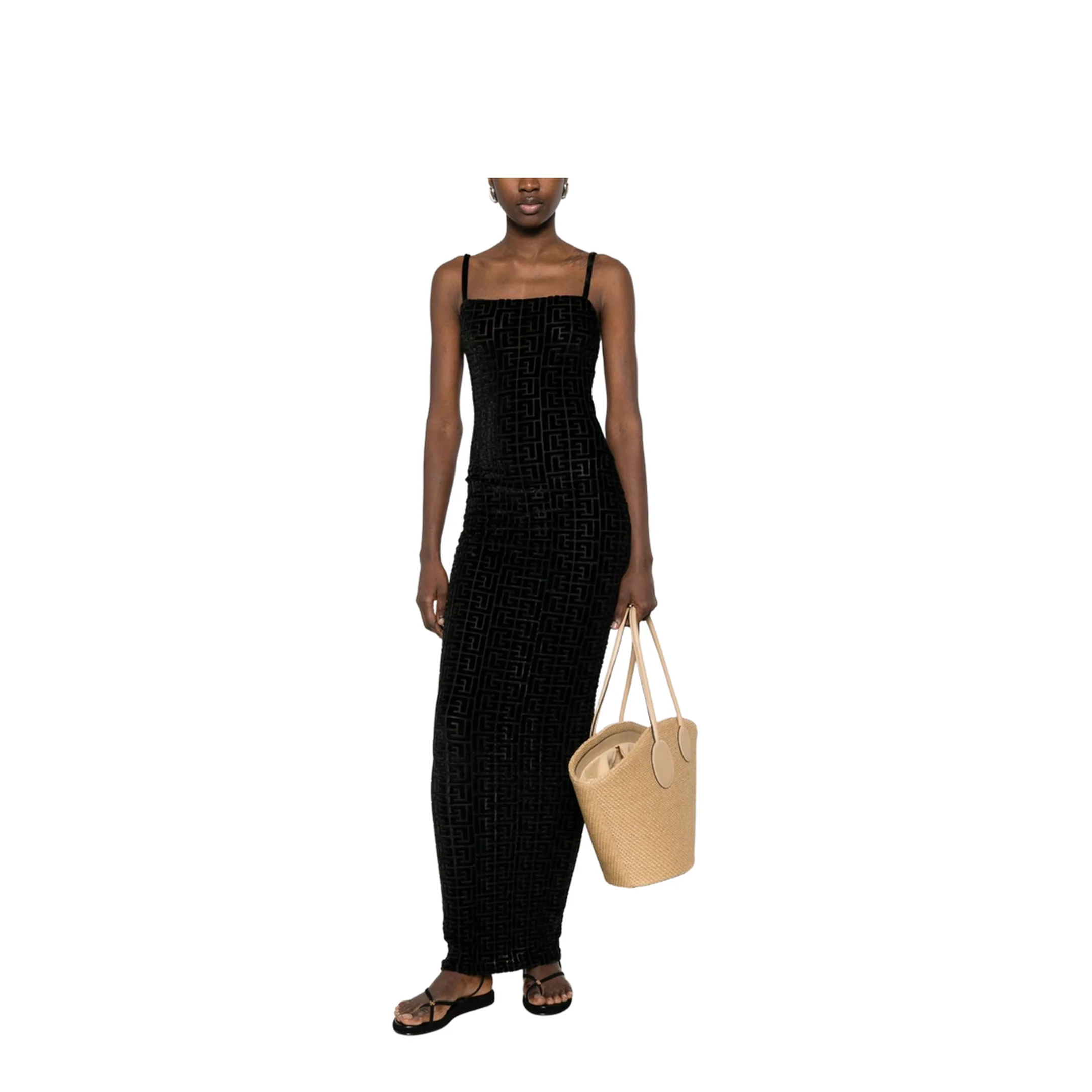 Monogram Pattern Maxi Dress Black - Image 3