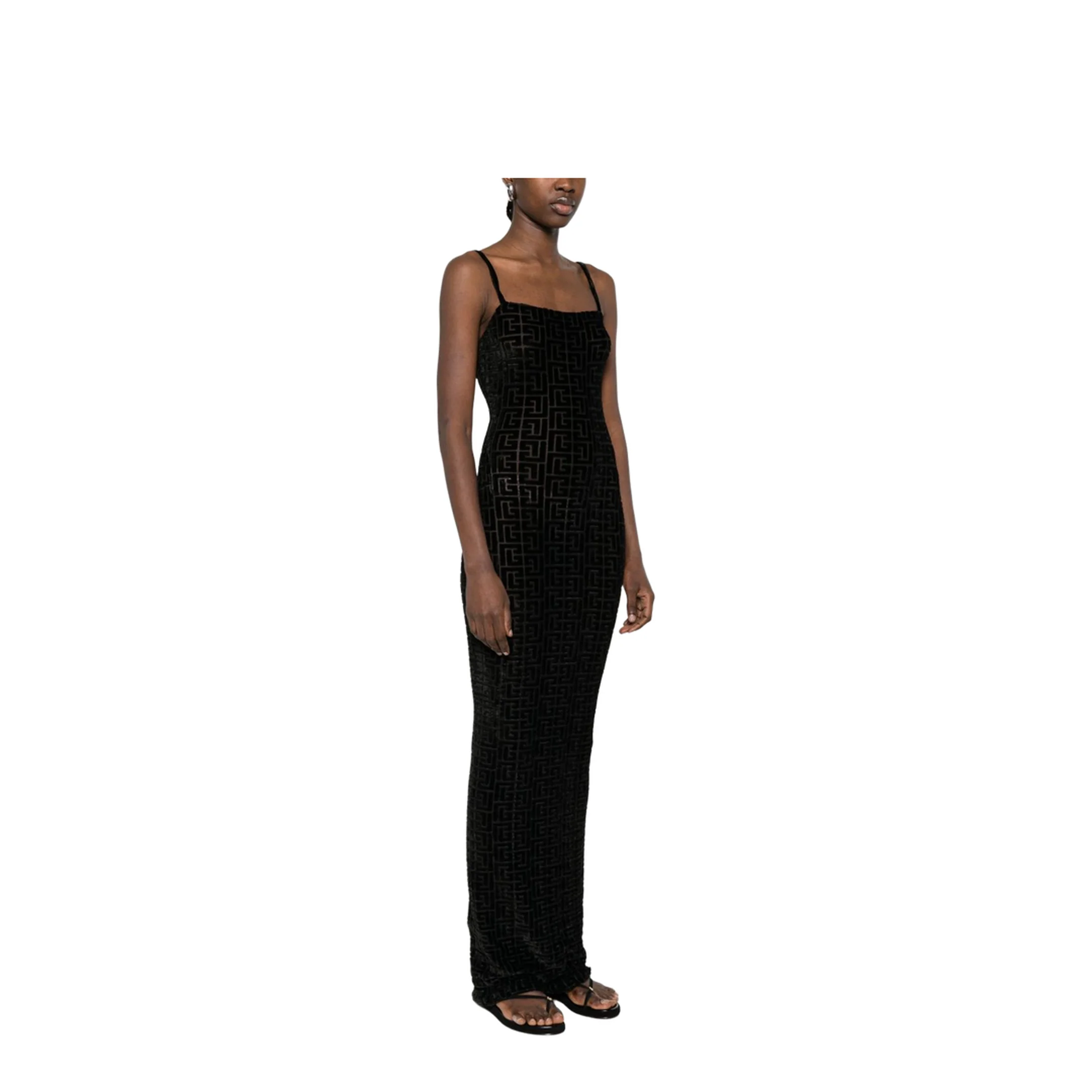 Monogram Pattern Maxi Dress Black - Image 4