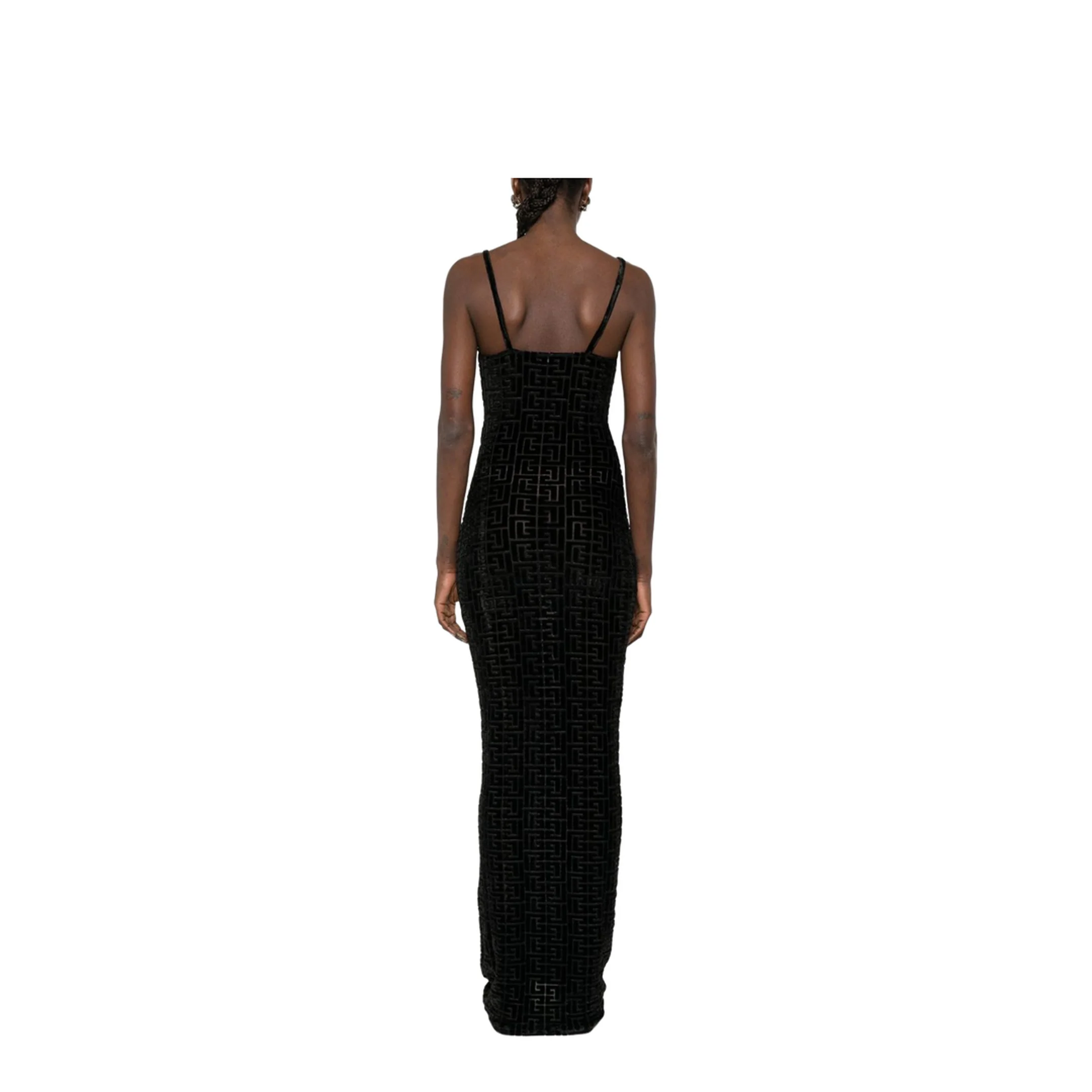 Monogram Pattern Maxi Dress Black - Image 5