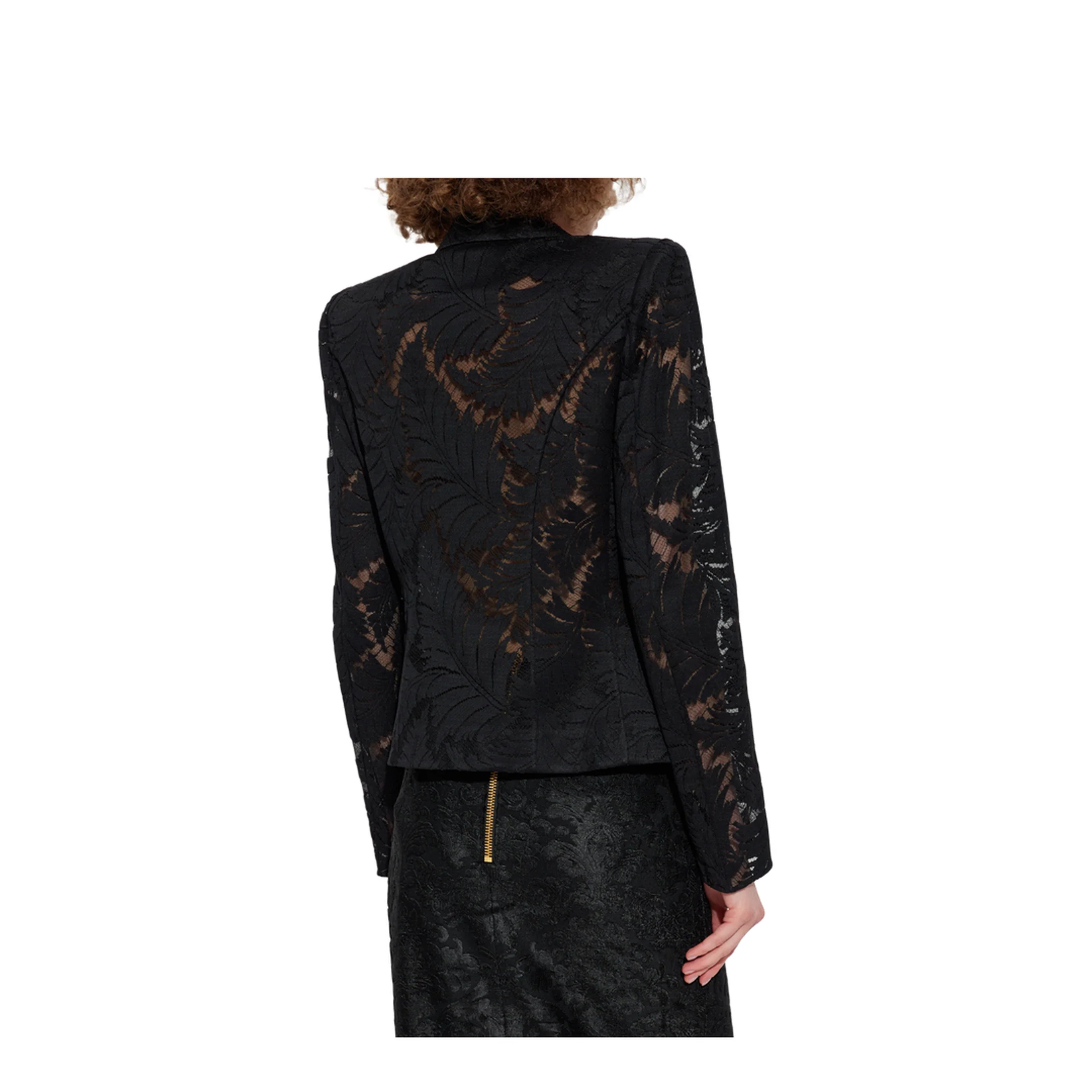 1-Button Fitted Lace Jacket Black - Image 3