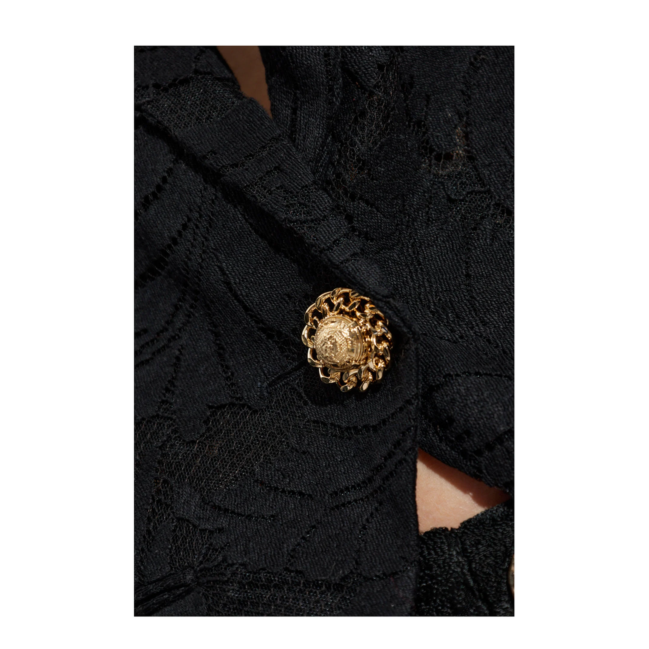 1-Button Fitted Lace Jacket Black - Image 4