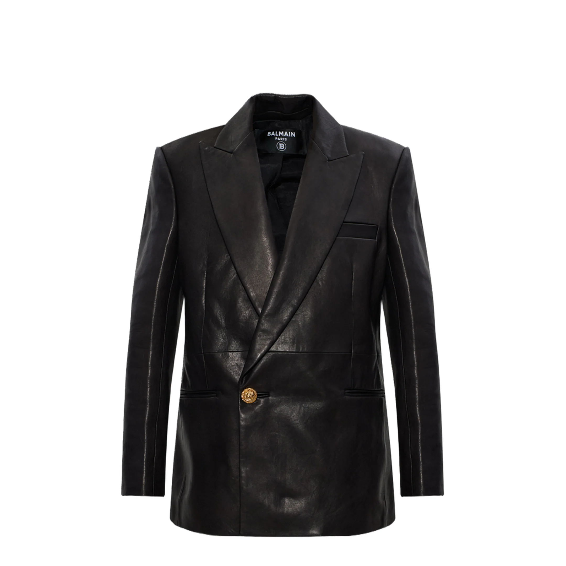 Women's Leather Blazer Black - Image 2