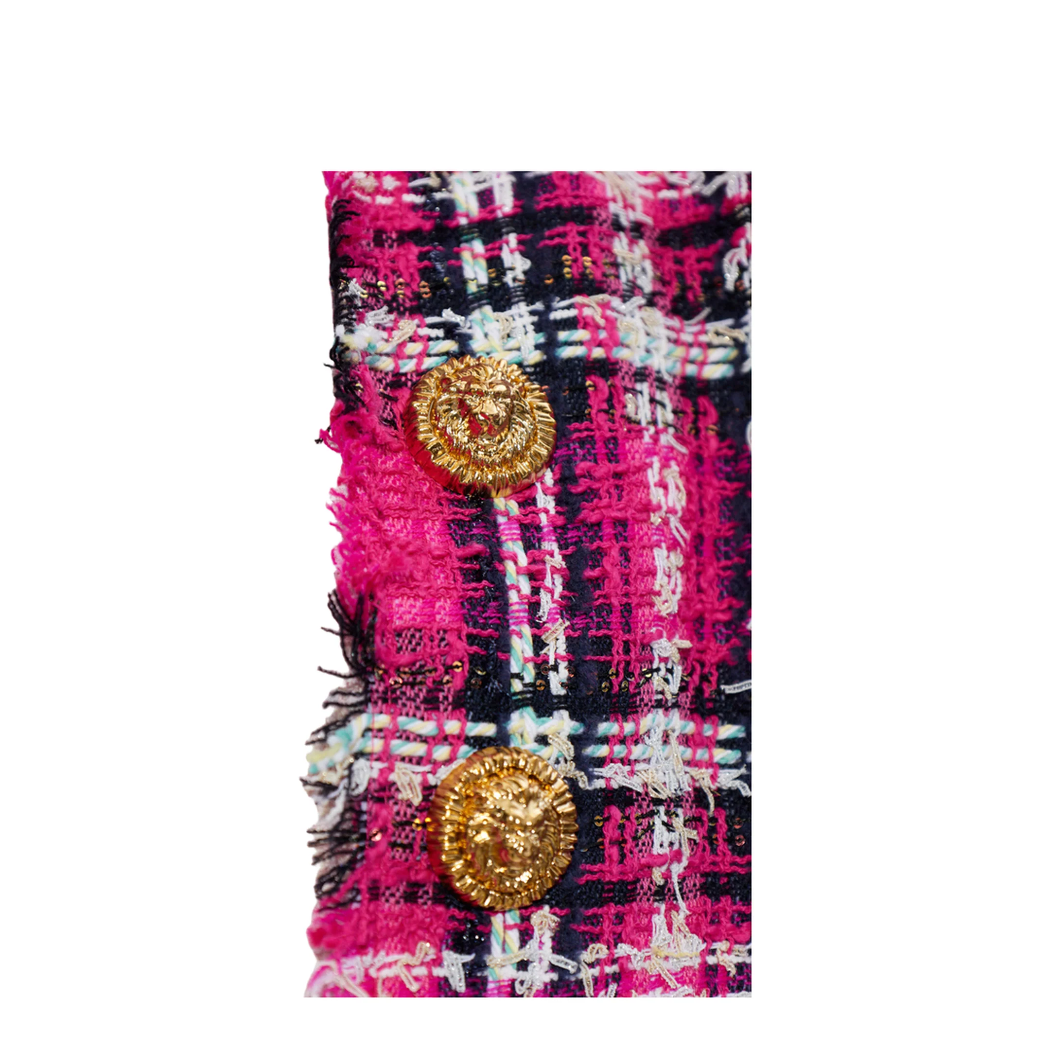 Glitter Plaid Tweed Cropped Jacket - Image 5