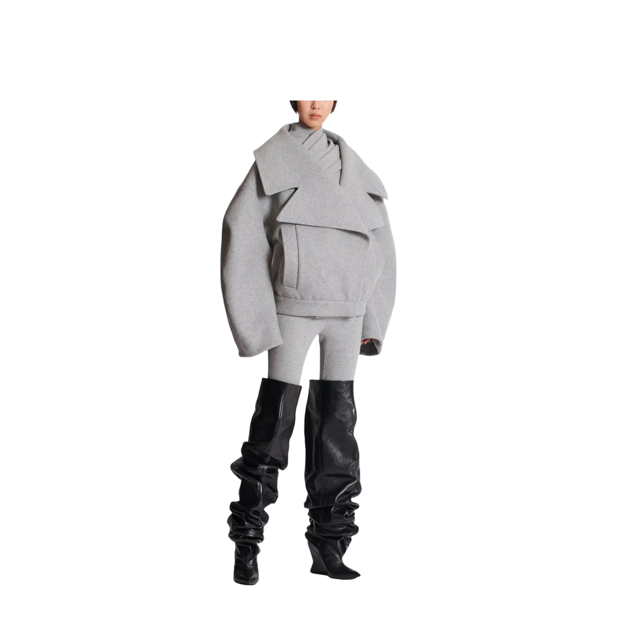 Wool Pea Coat Grey - Image 2