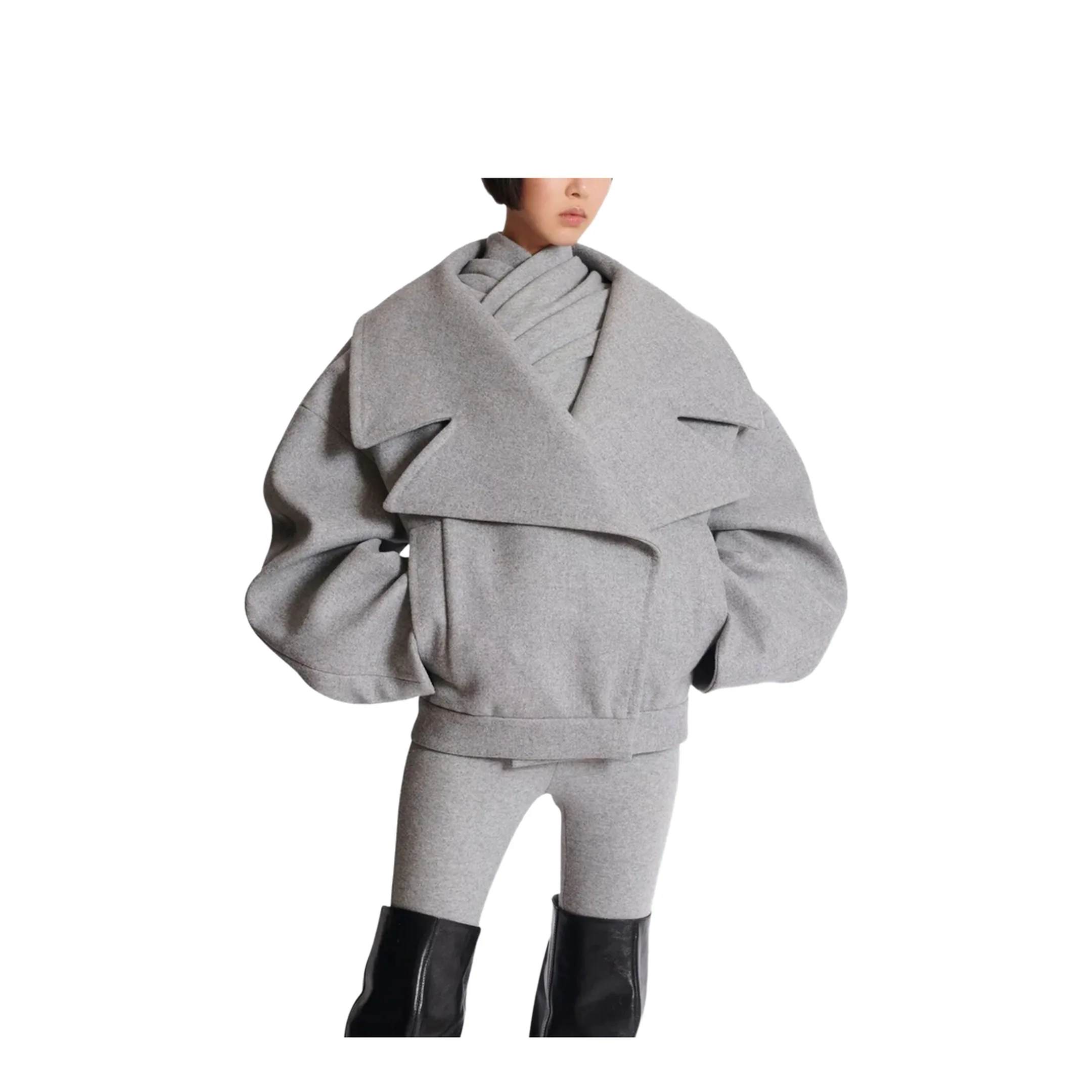 Wool Pea Coat Grey - Image 4