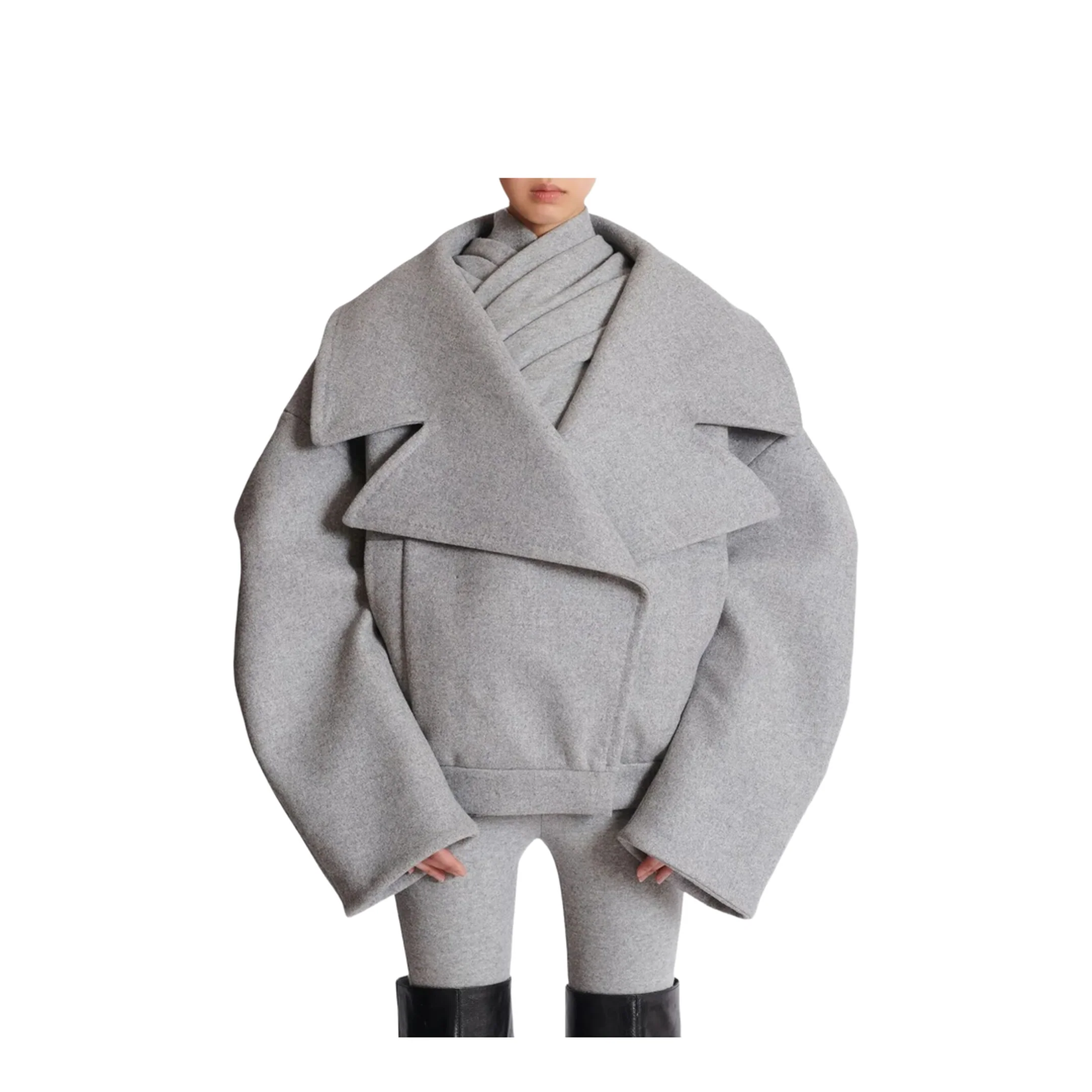 Wool Pea Coat Grey - Image 5