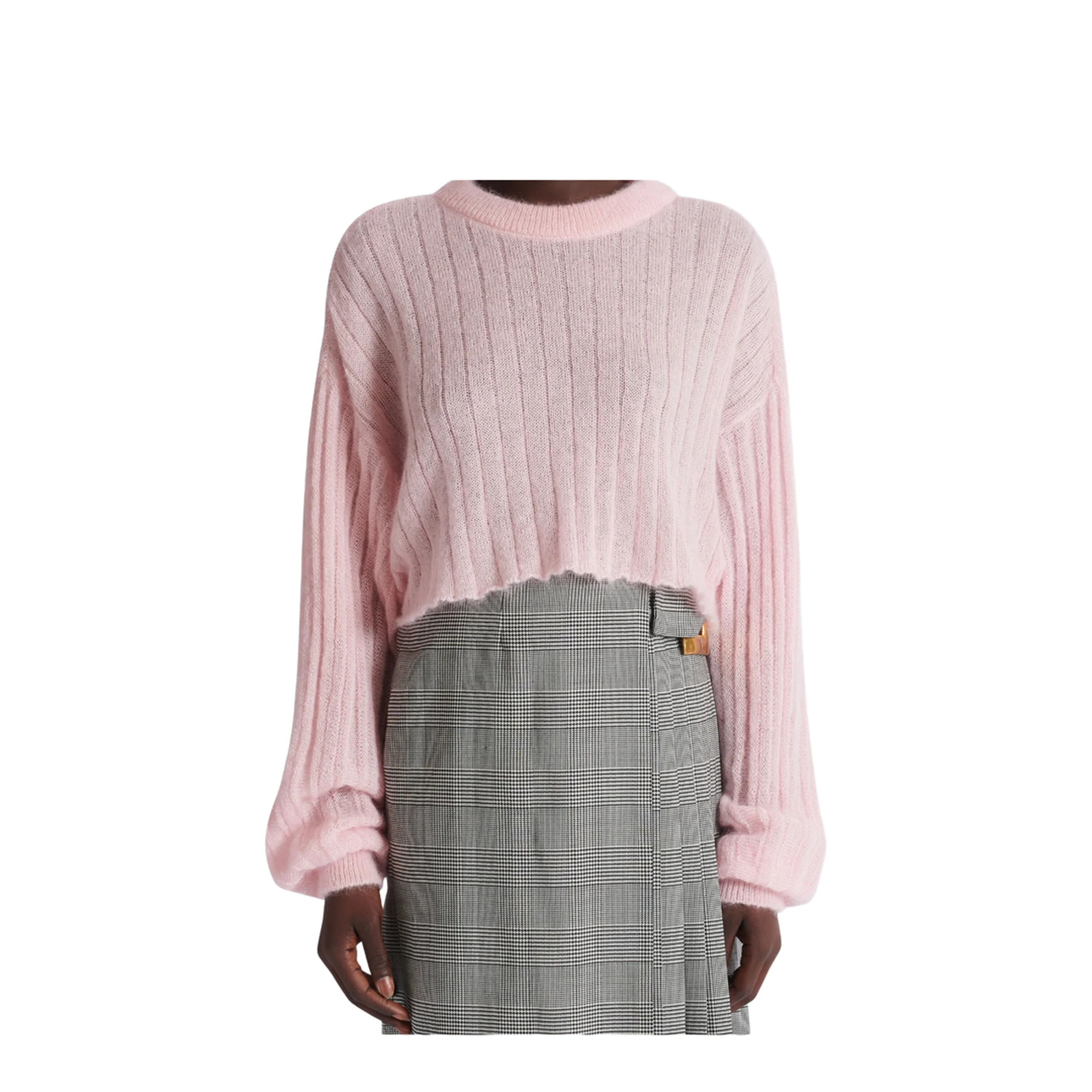 Cropped Mohair Sweater Pink - Image 2