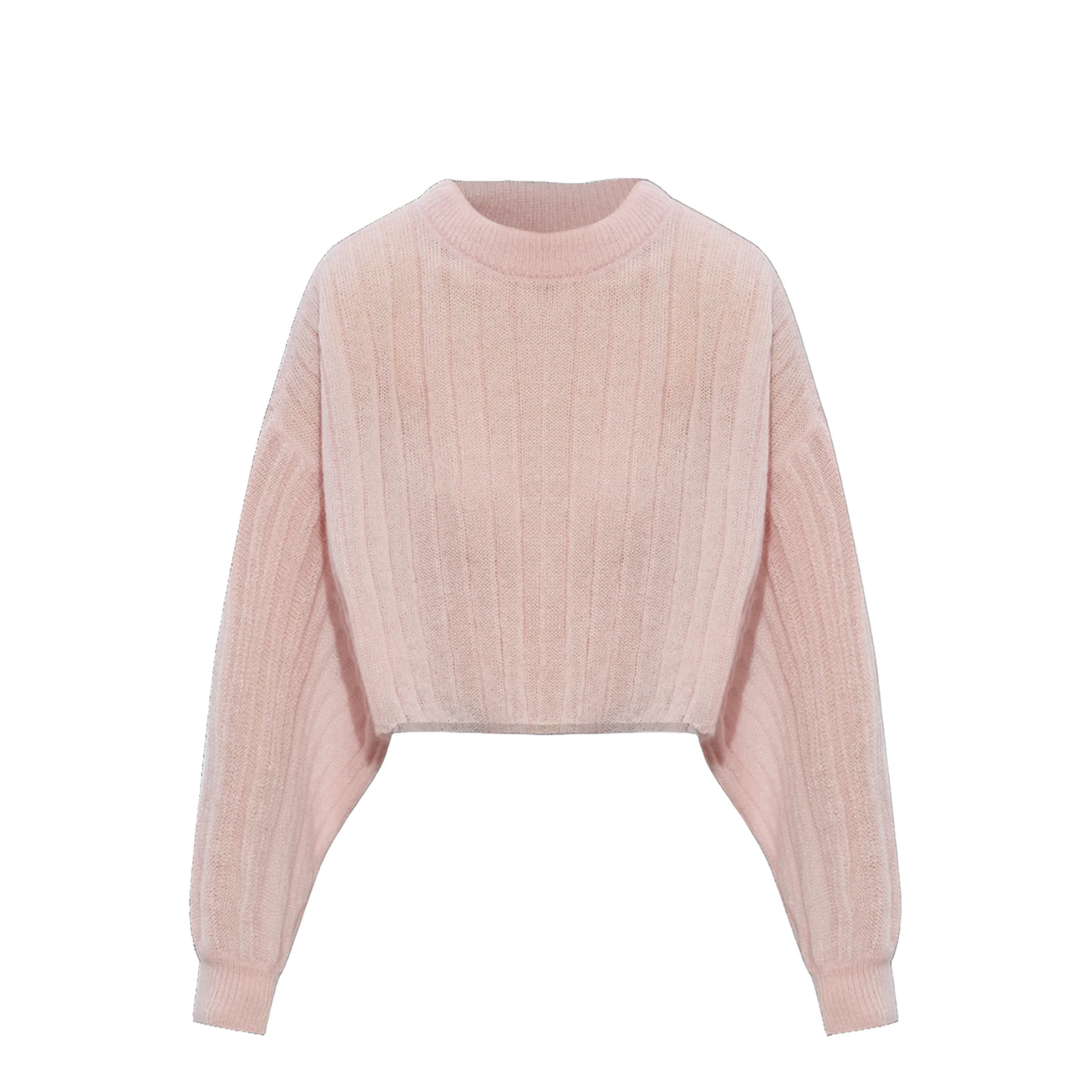 Cropped Mohair Sweater Pink - Image 3