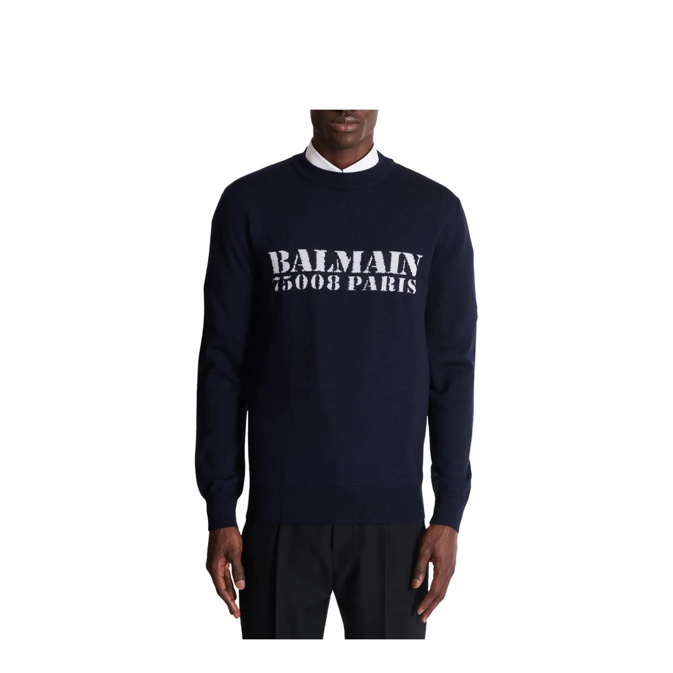Wool Sweater with Logo Blue - Image 3