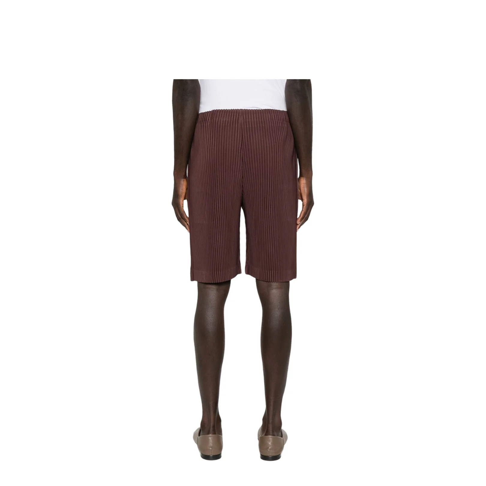 Brown Pleated Design Straight Hem Elasticated Waistband - Image 3
