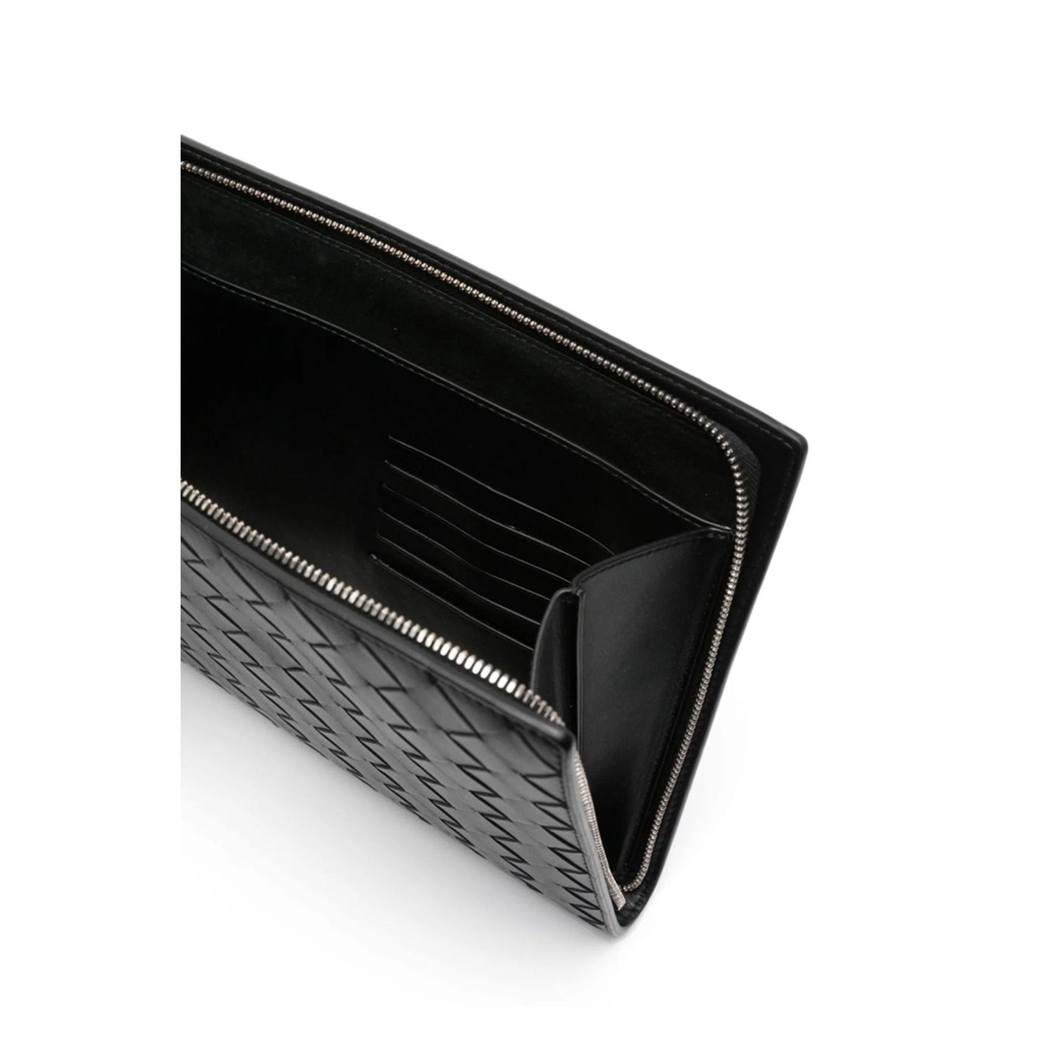 Intrecciato Leather Pouch - Black - Image 8