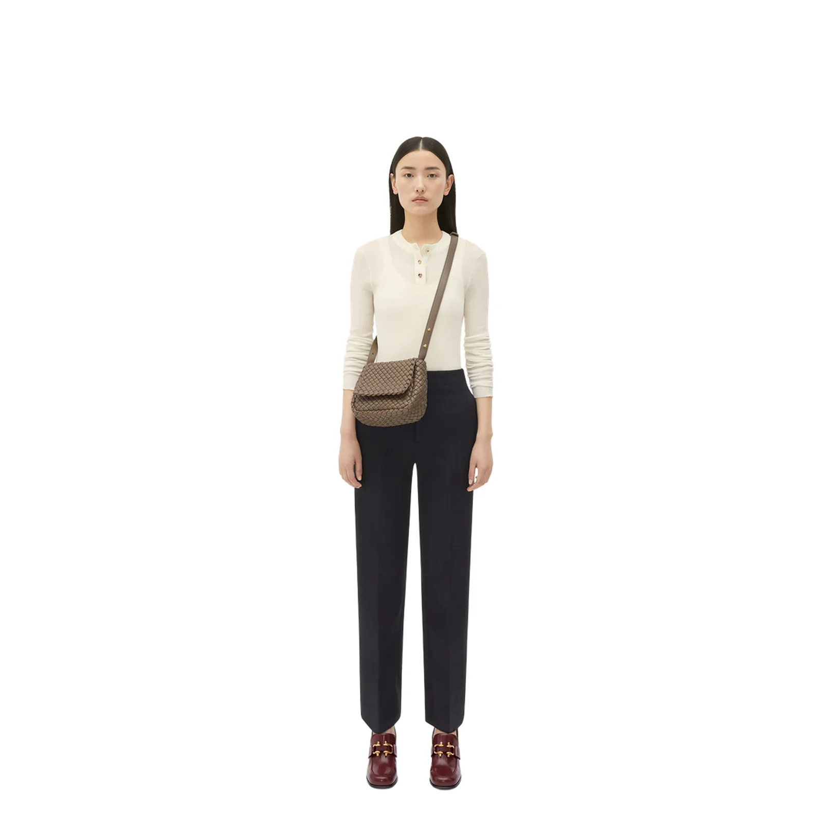 Cobble Leather Shoulder Bags - Taupe - Image 3