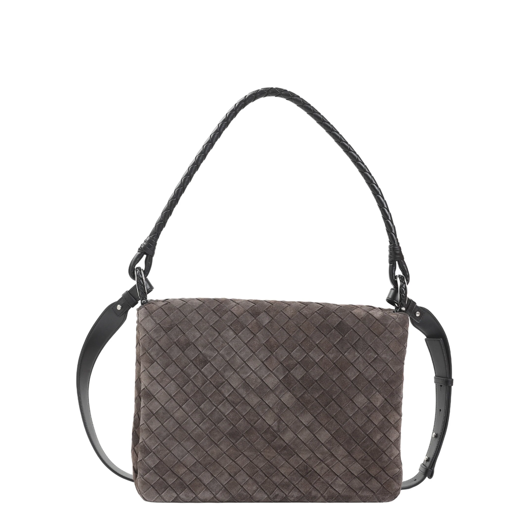 Intrecciato Suede Shoulder Bags - Brown - Image 2