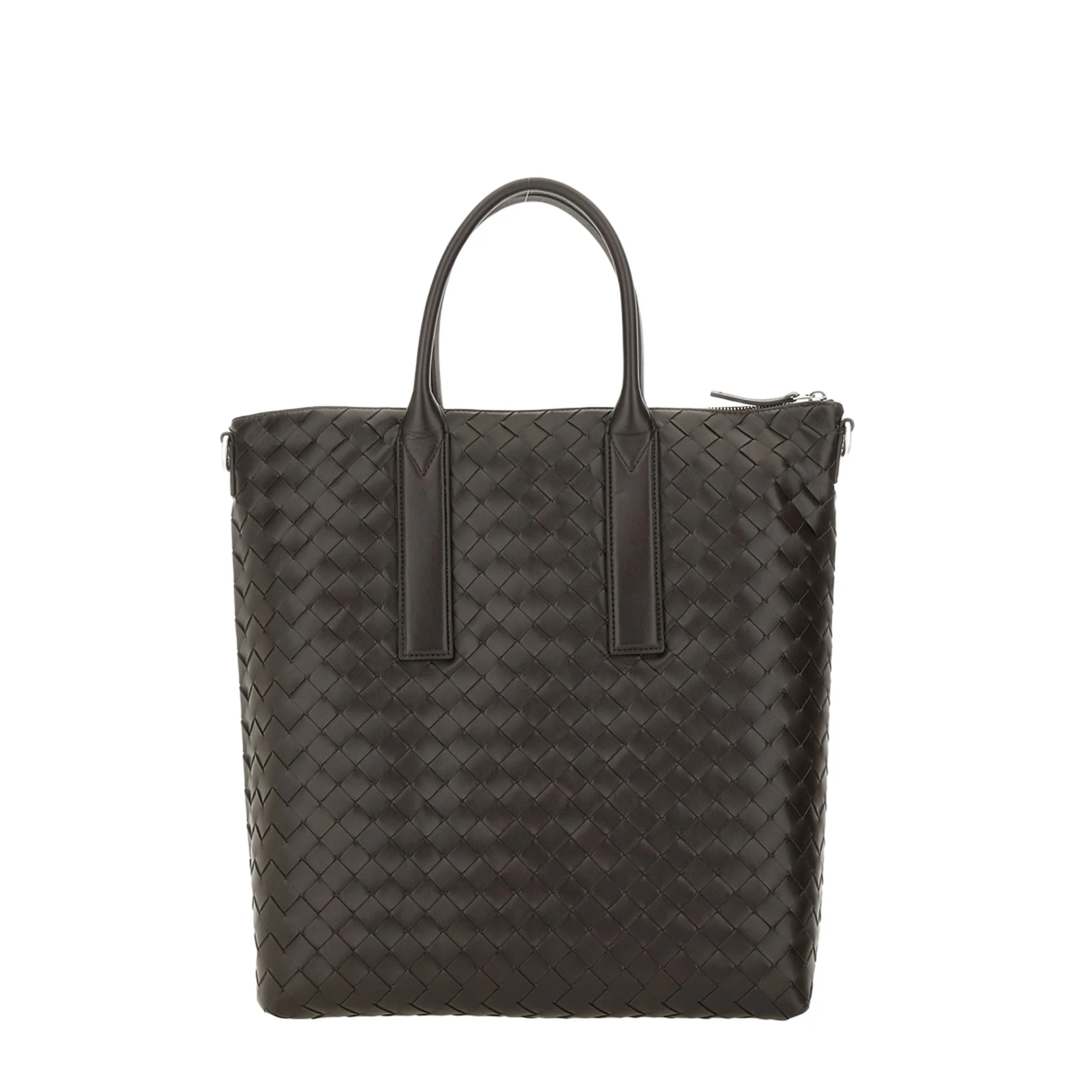 Intrecciato Leather Tote Bags - Fondant/Brown - Image 4