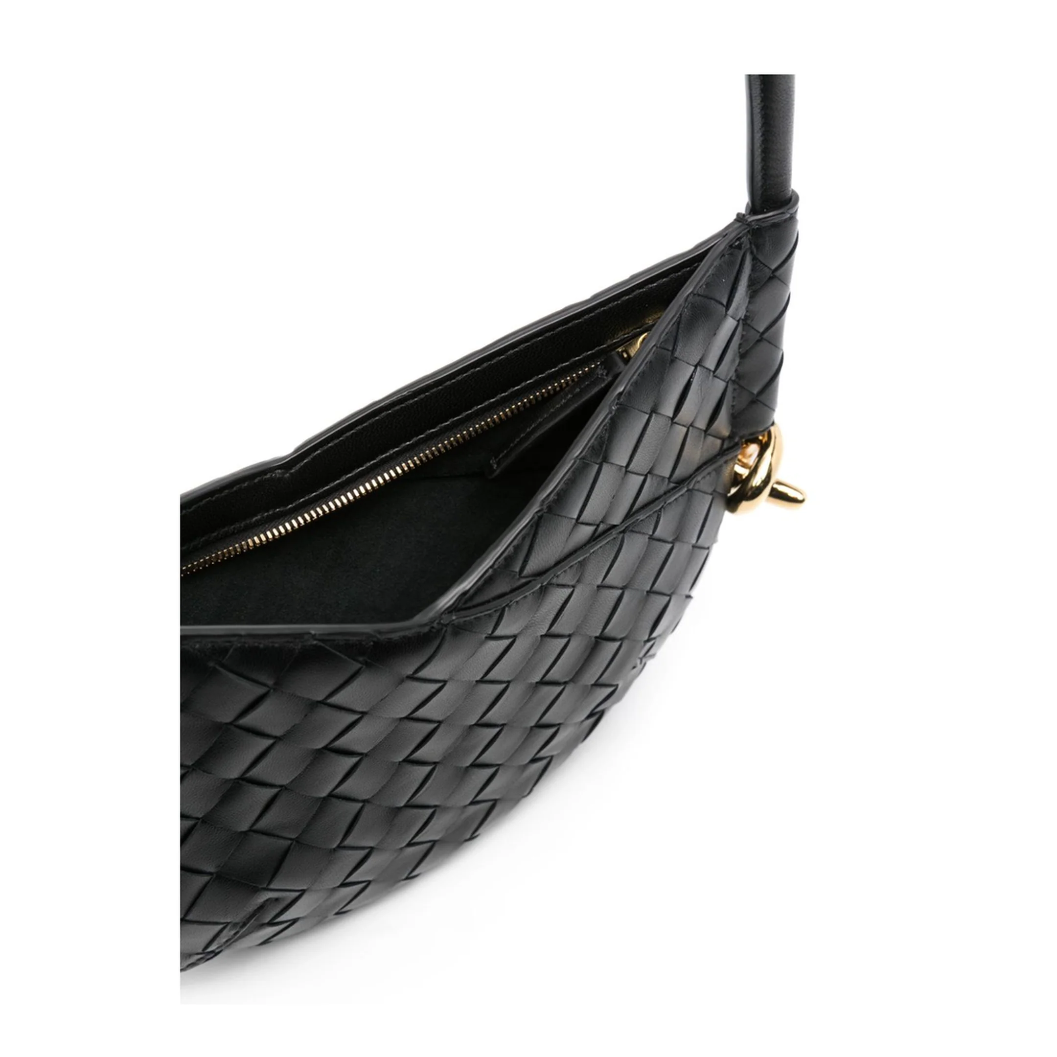 Black Calf Leather Intrecciato Design Bag - Image 2