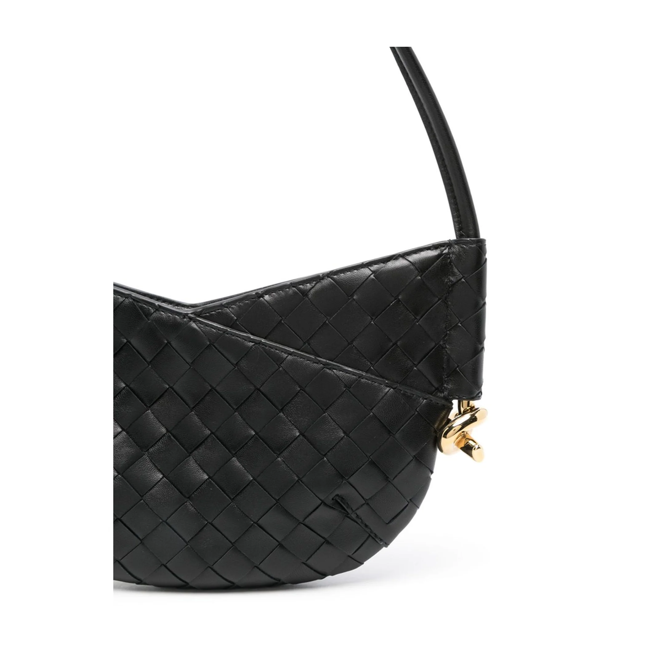 Black Calf Leather Intrecciato Design Bag - Image 3