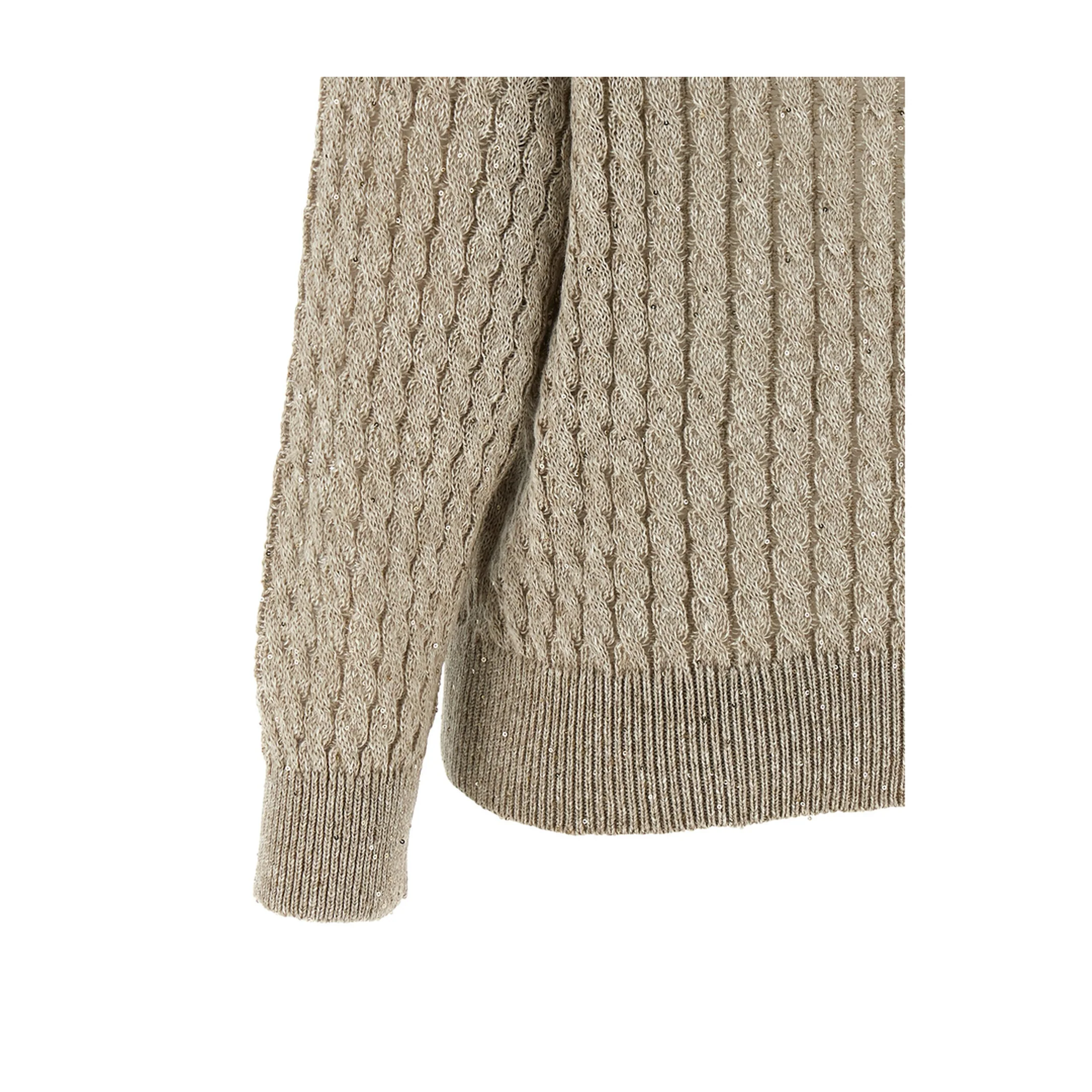 V-Neck Knitted Sweater - Beige - Image 4