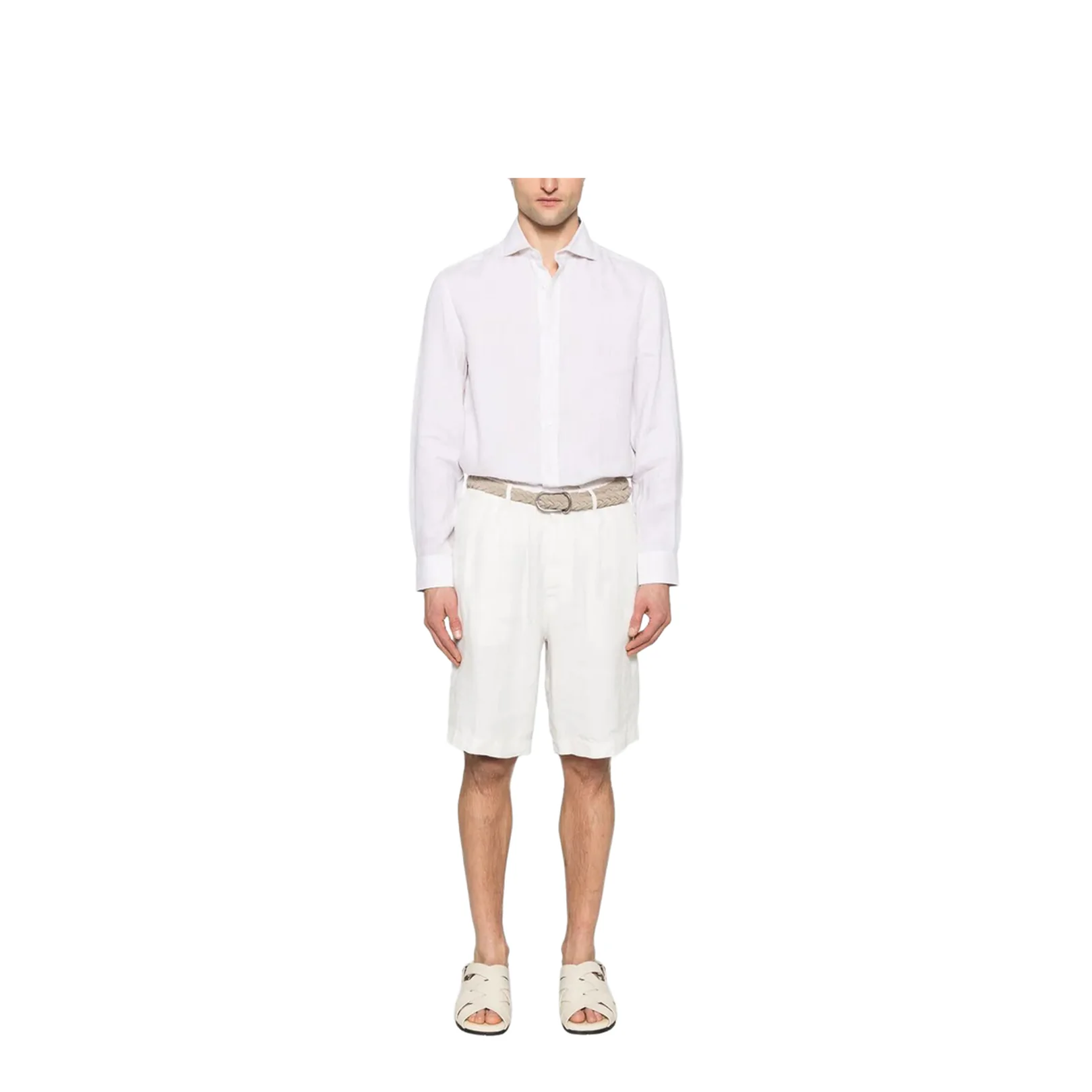 Bermuda Shorts in Light Délavé Linen Canvas - Image 2
