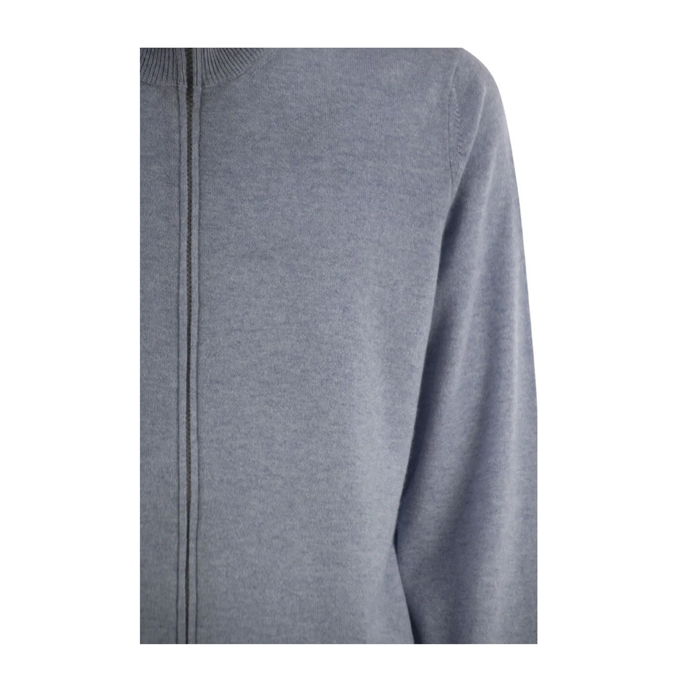 Blue High-Necked Cashmere Cardigan - Image 4